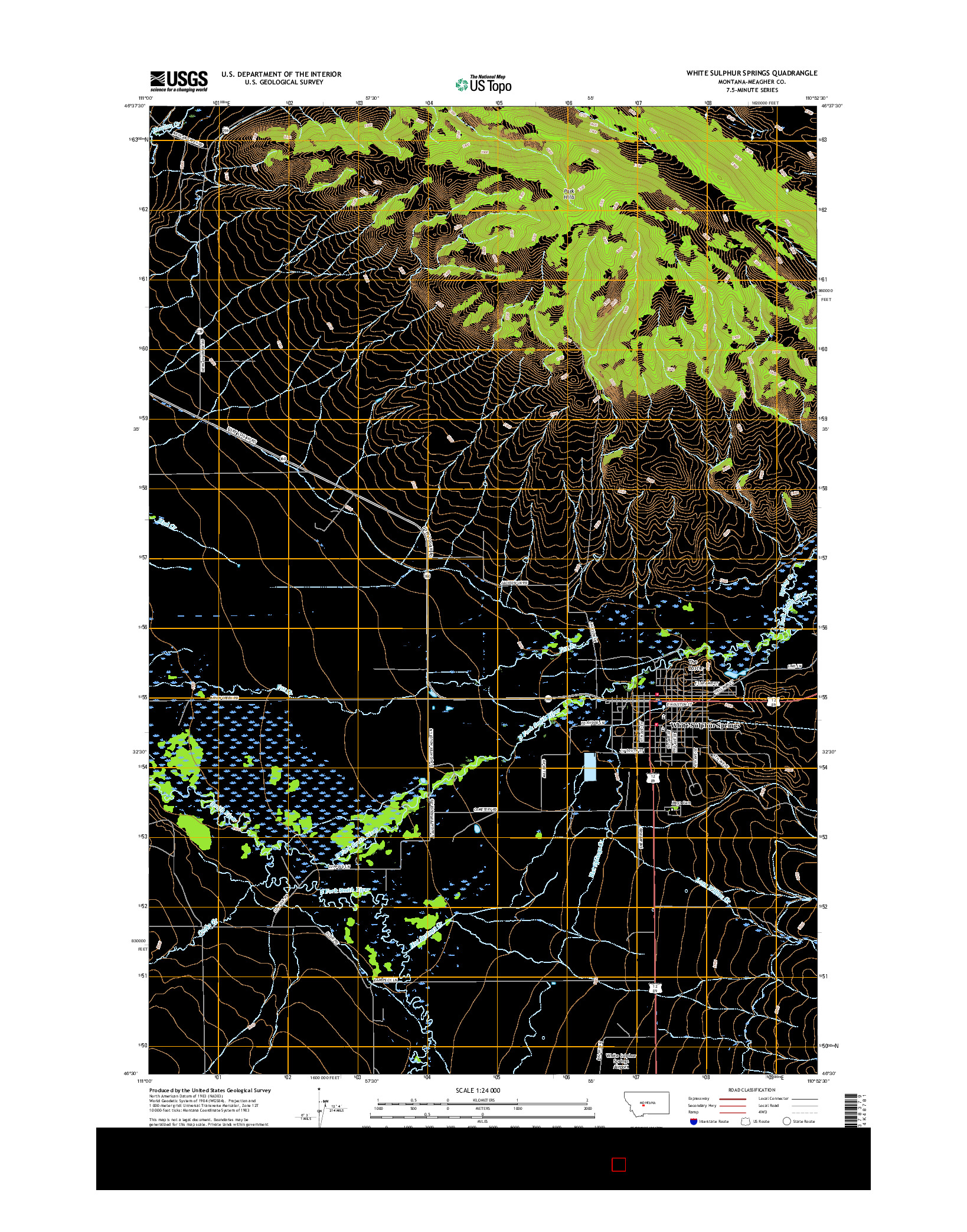 USGS US TOPO 7.5-MINUTE MAP FOR WHITE SULPHUR SPRINGS, MT 2017