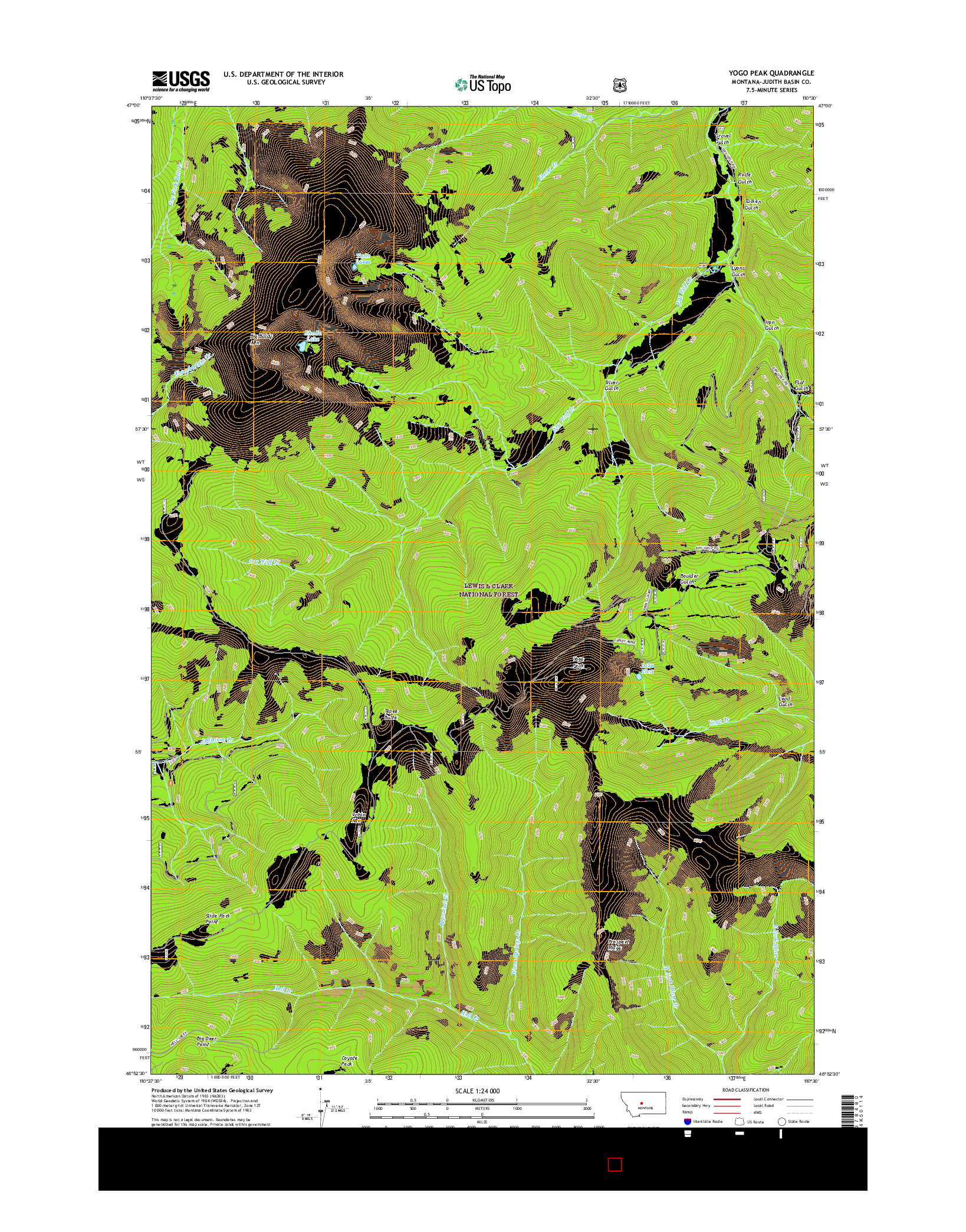 USGS US TOPO 7.5-MINUTE MAP FOR YOGO PEAK, MT 2017