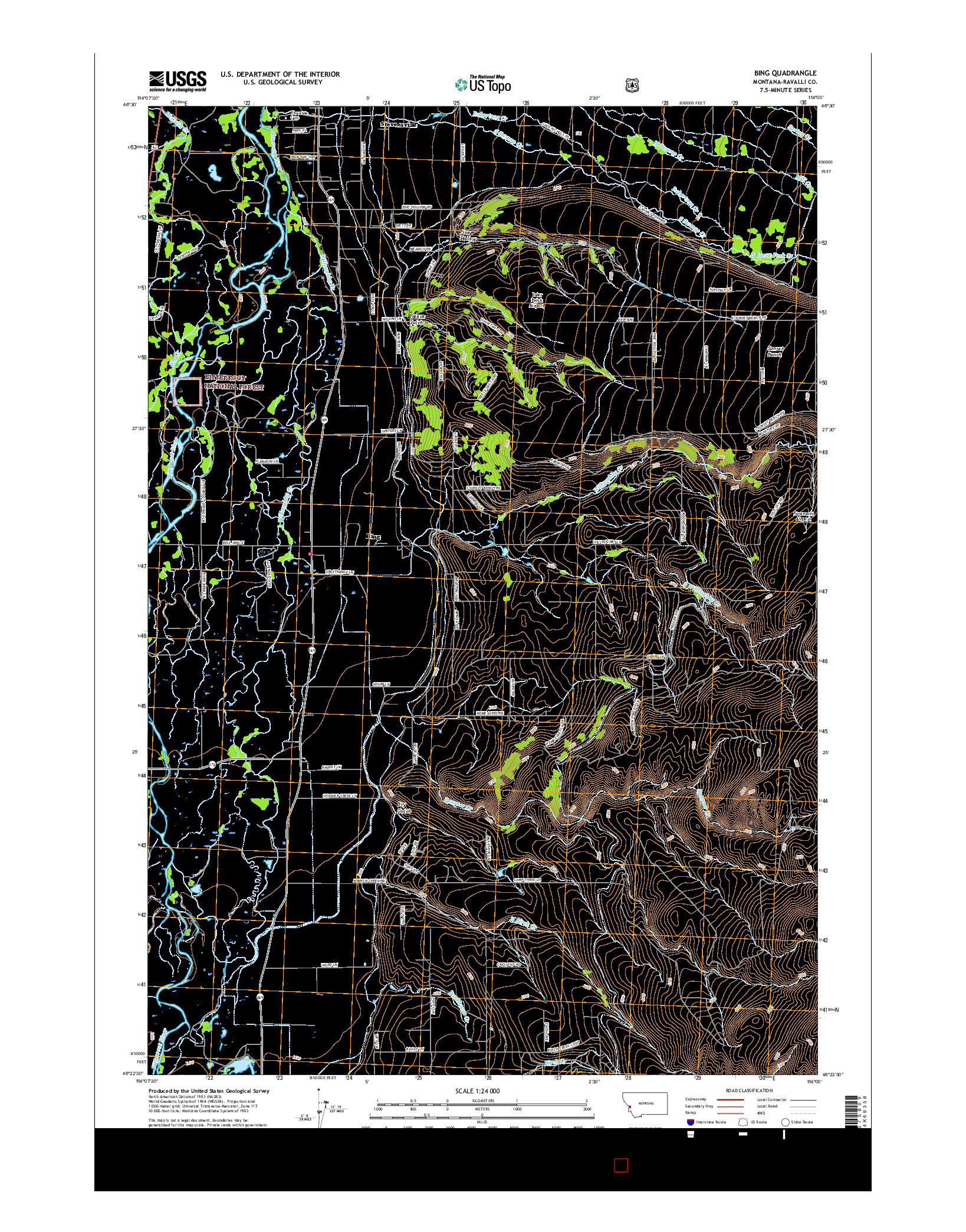 USGS US TOPO 7.5-MINUTE MAP FOR BING, MT 2017