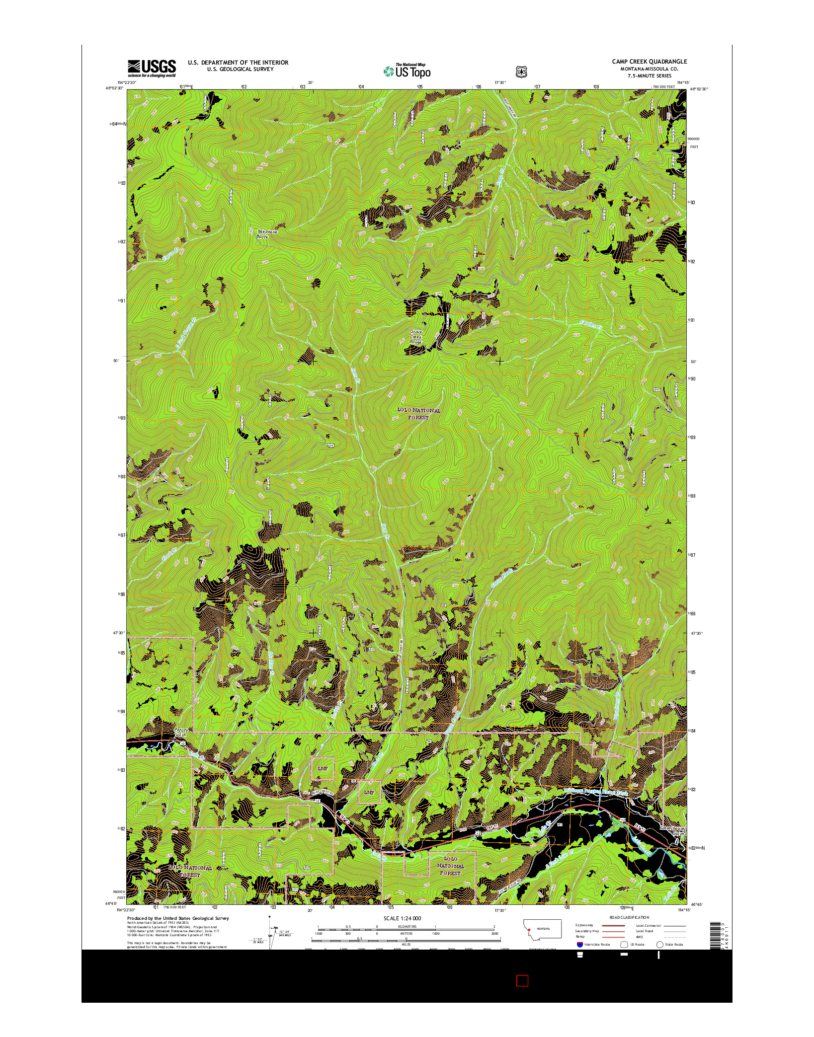 USGS US TOPO 7.5-MINUTE MAP FOR CAMP CREEK, MT 2017
