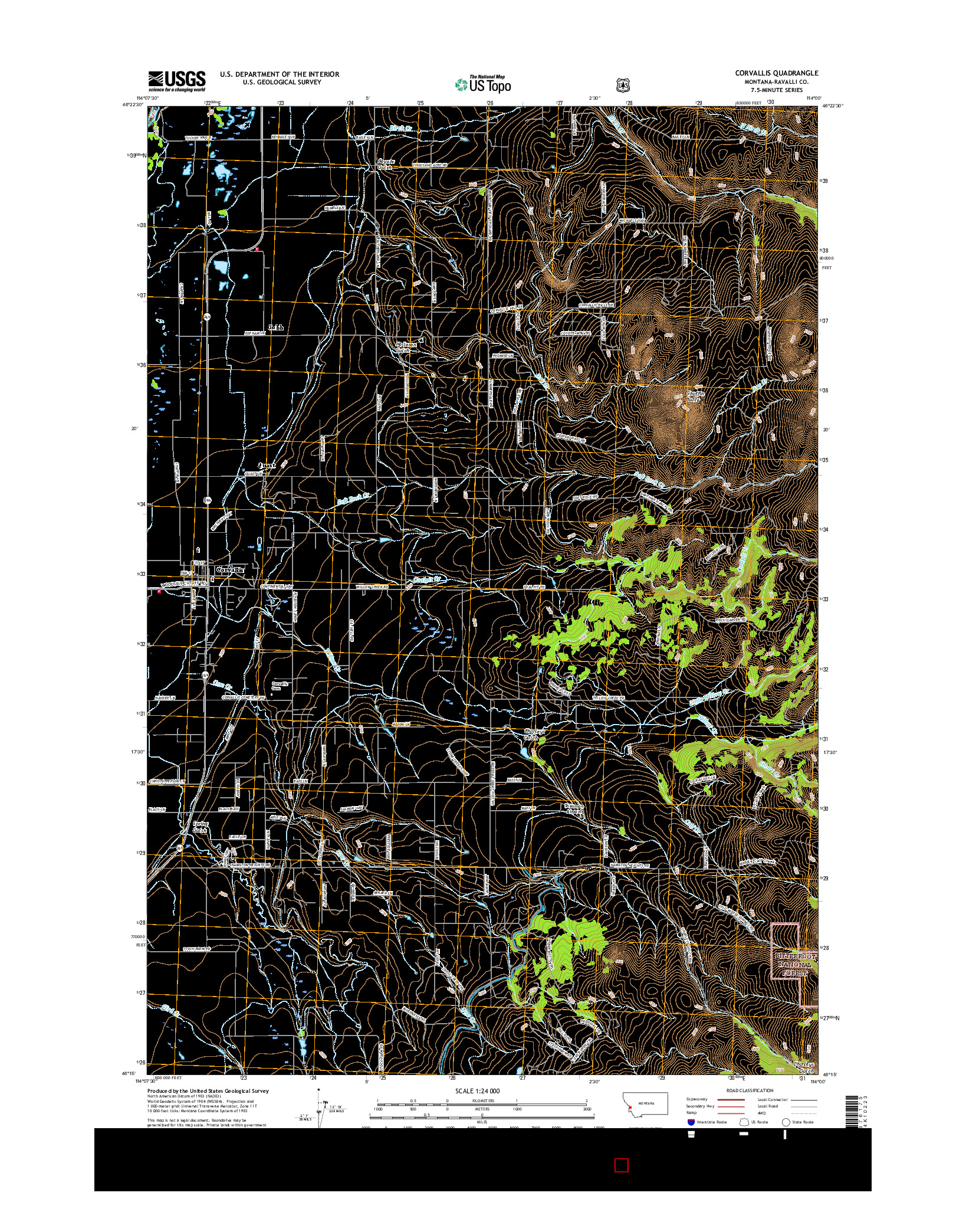 USGS US TOPO 7.5-MINUTE MAP FOR CORVALLIS, MT 2017