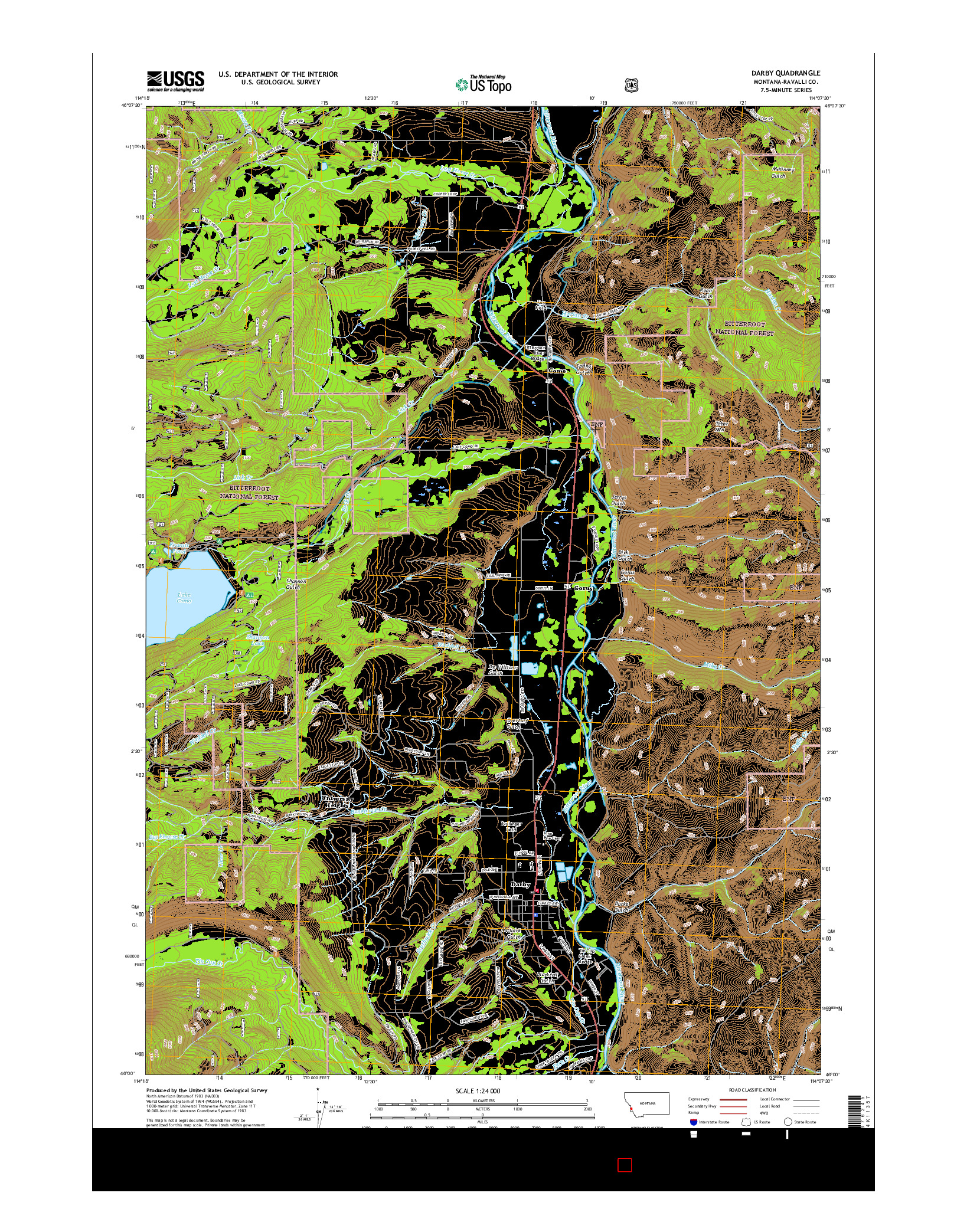 USGS US TOPO 7.5-MINUTE MAP FOR DARBY, MT 2017