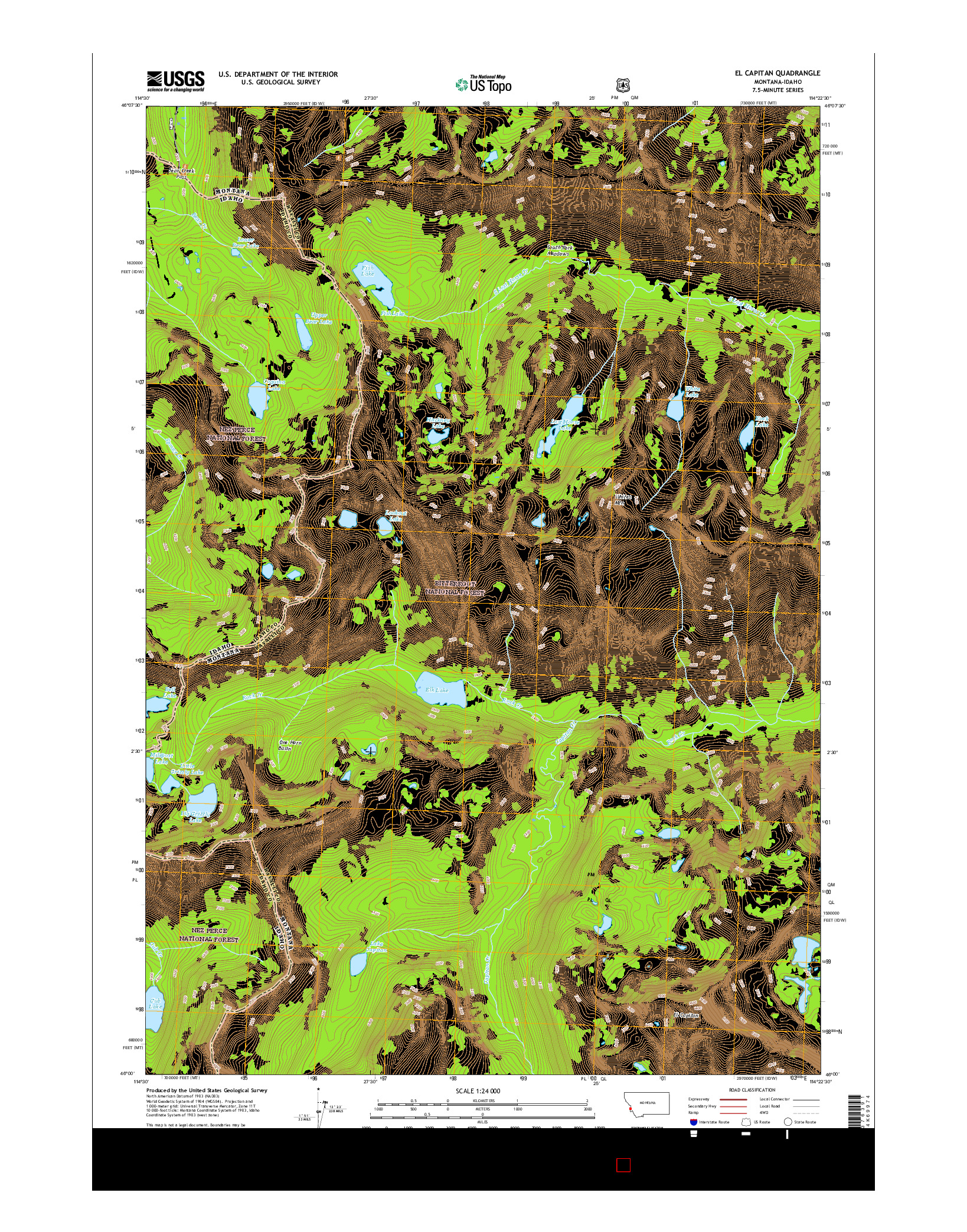 USGS US TOPO 7.5-MINUTE MAP FOR EL CAPITAN, MT-ID 2017