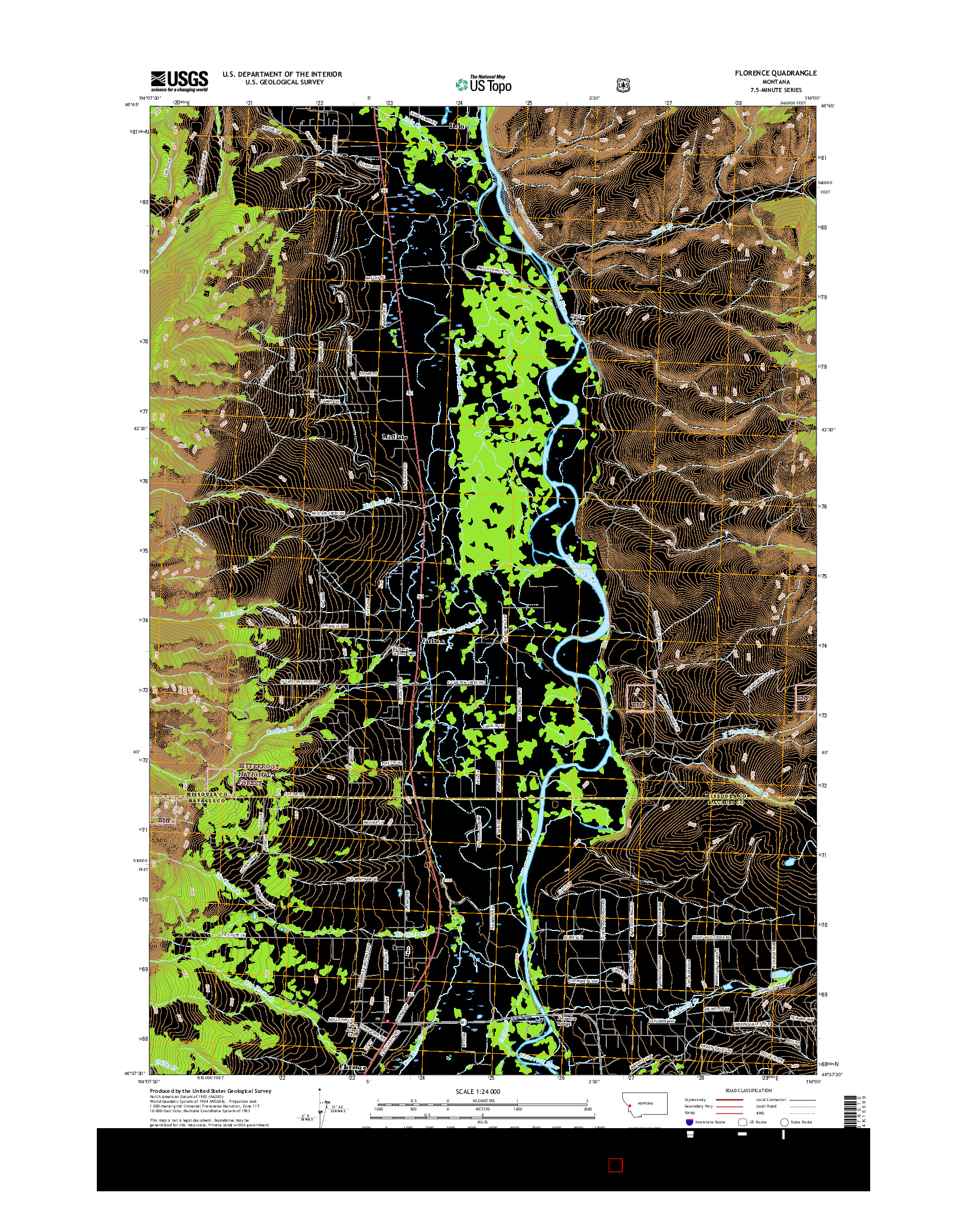USGS US TOPO 7.5-MINUTE MAP FOR FLORENCE, MT 2017