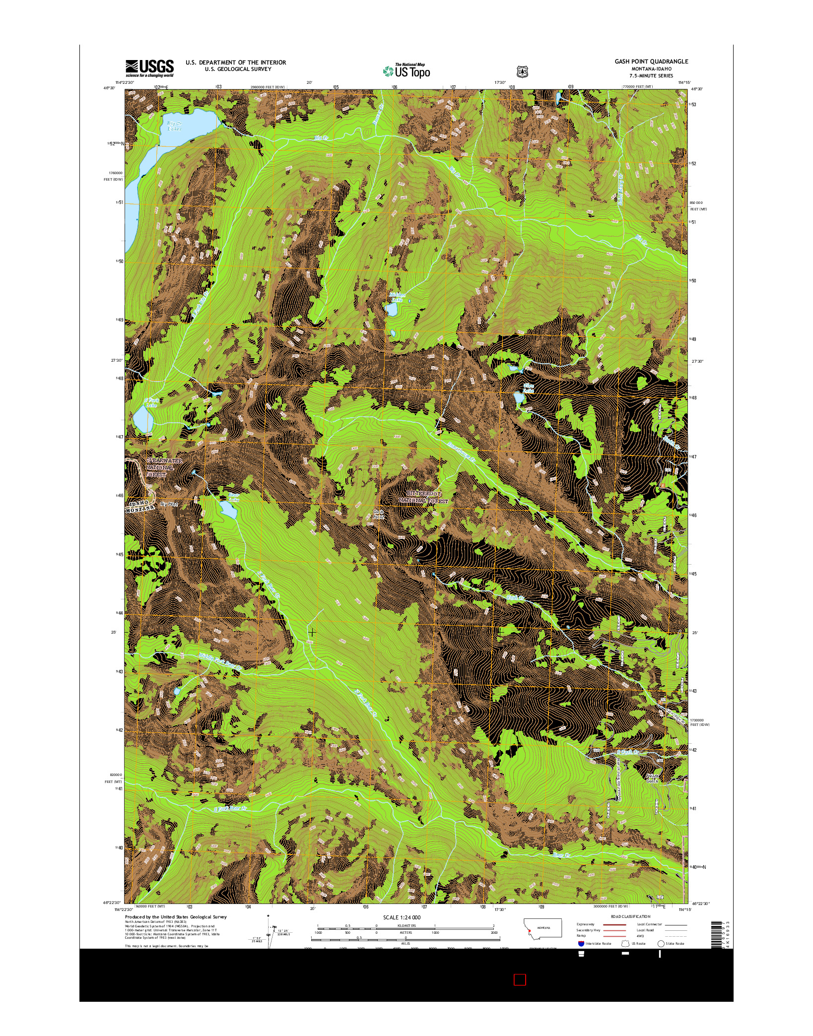 USGS US TOPO 7.5-MINUTE MAP FOR GASH POINT, MT-ID 2017