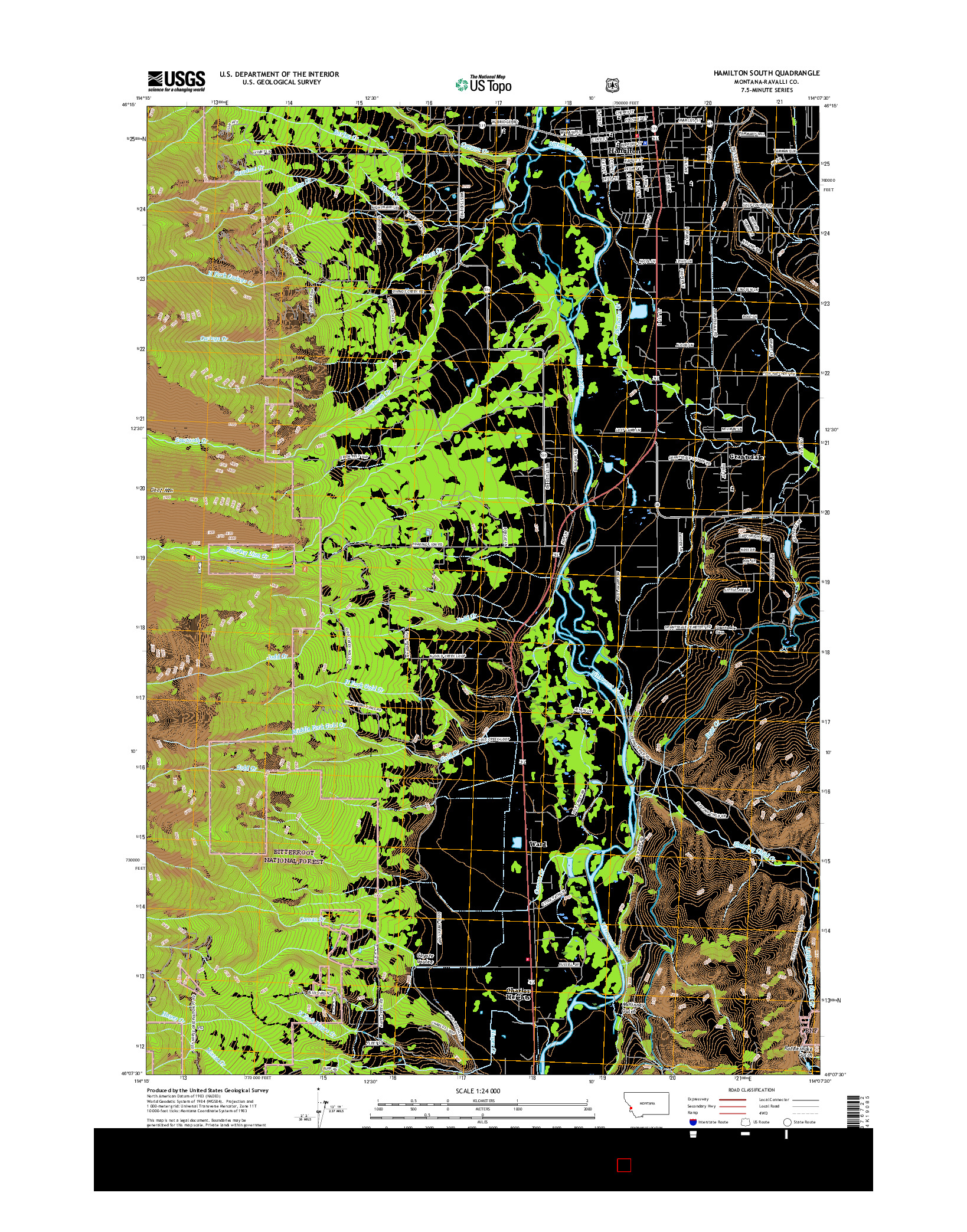 USGS US TOPO 7.5-MINUTE MAP FOR HAMILTON SOUTH, MT 2017