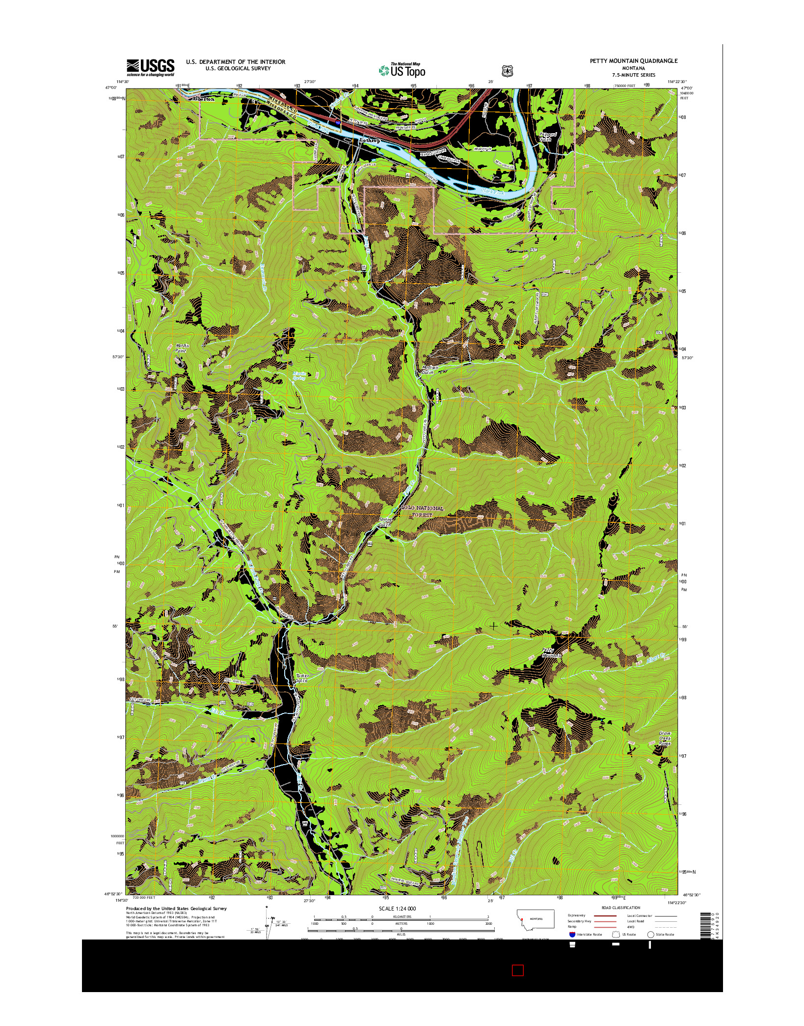 USGS US TOPO 7.5-MINUTE MAP FOR PETTY MOUNTAIN, MT 2017