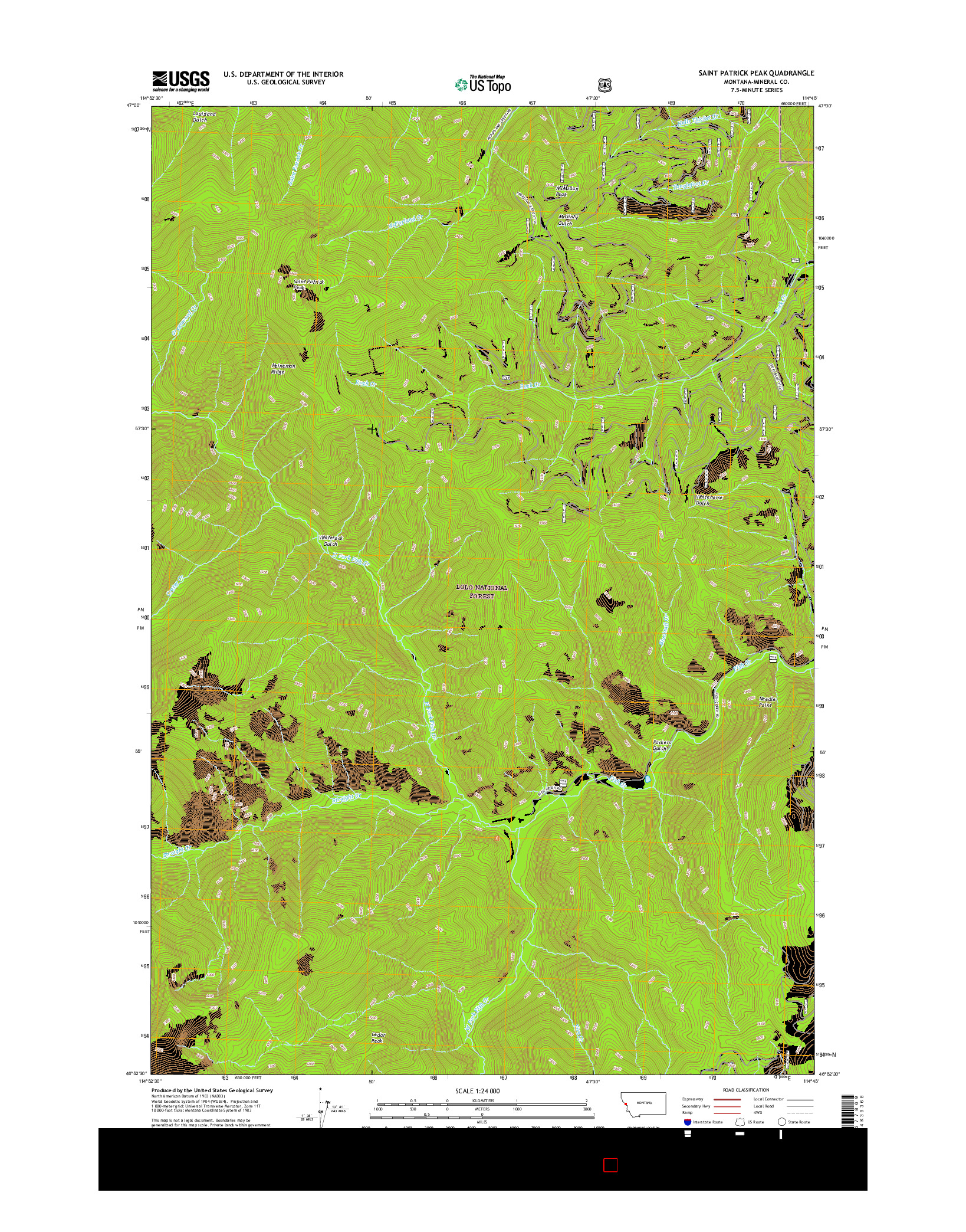 USGS US TOPO 7.5-MINUTE MAP FOR SAINT PATRICK PEAK, MT 2017