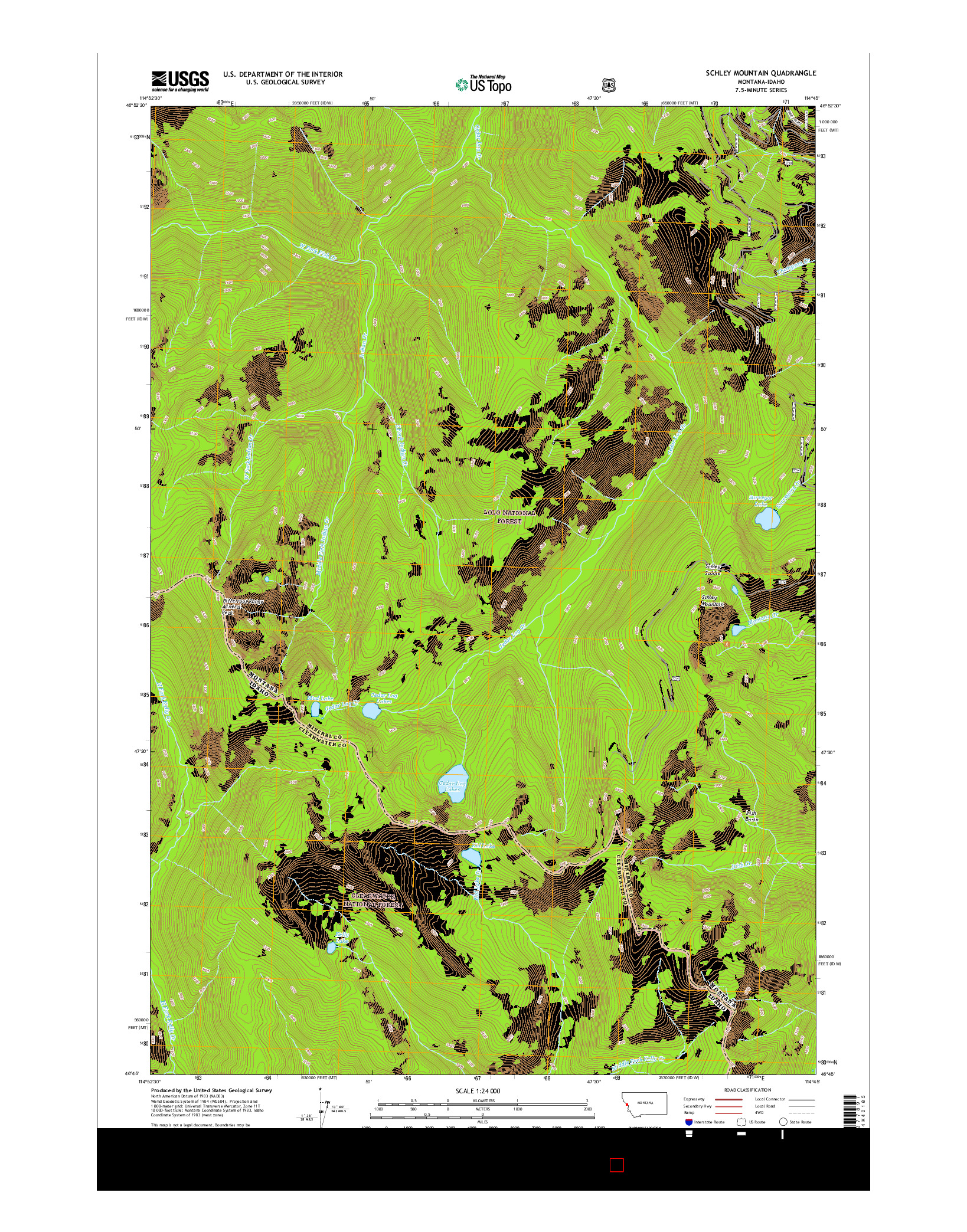 USGS US TOPO 7.5-MINUTE MAP FOR SCHLEY MOUNTAIN, MT-ID 2017