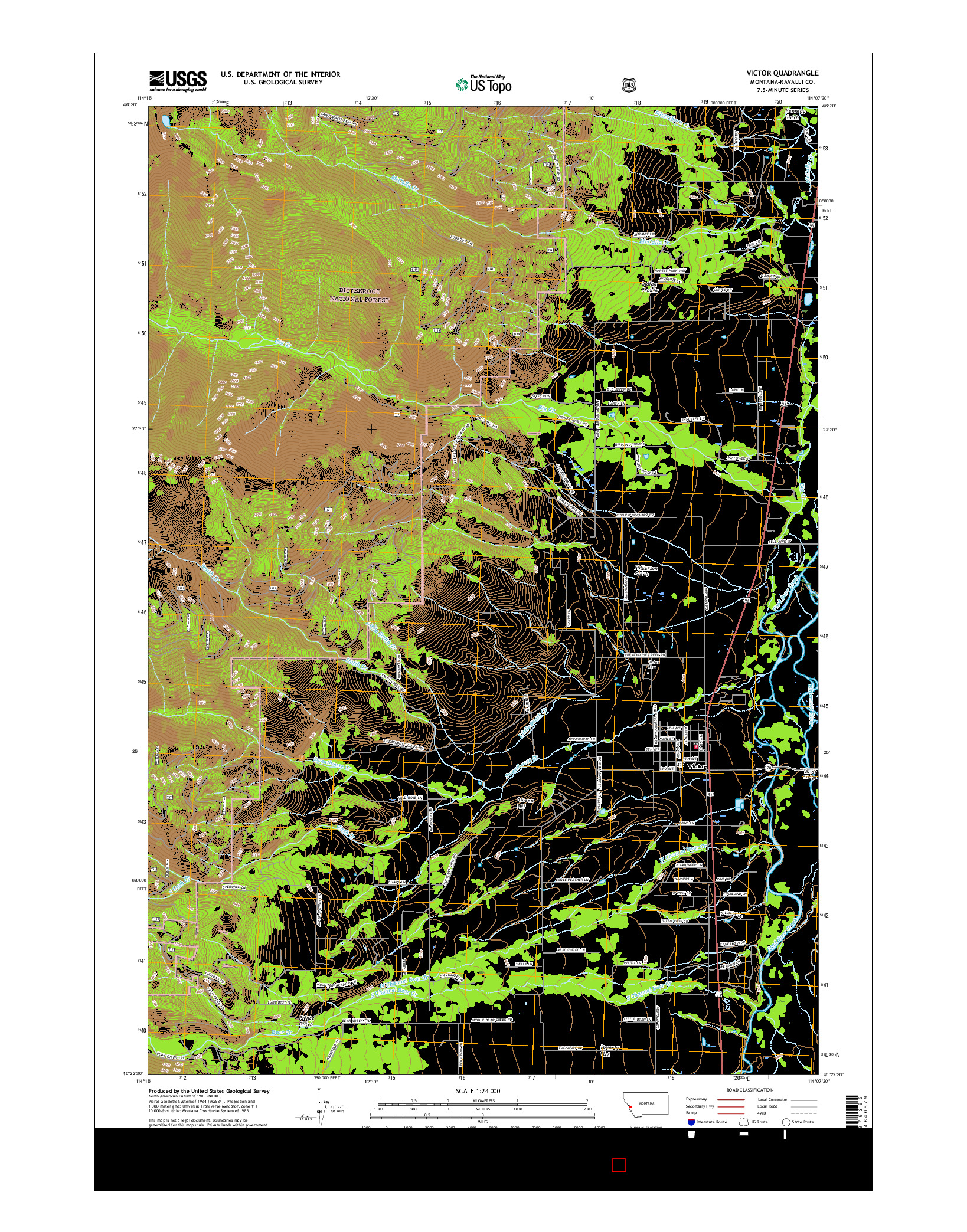 USGS US TOPO 7.5-MINUTE MAP FOR VICTOR, MT 2017
