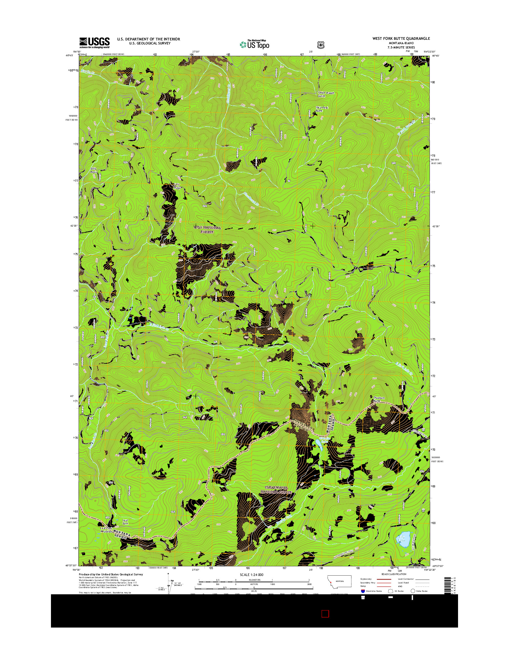 USGS US TOPO 7.5-MINUTE MAP FOR WEST FORK BUTTE, MT-ID 2017