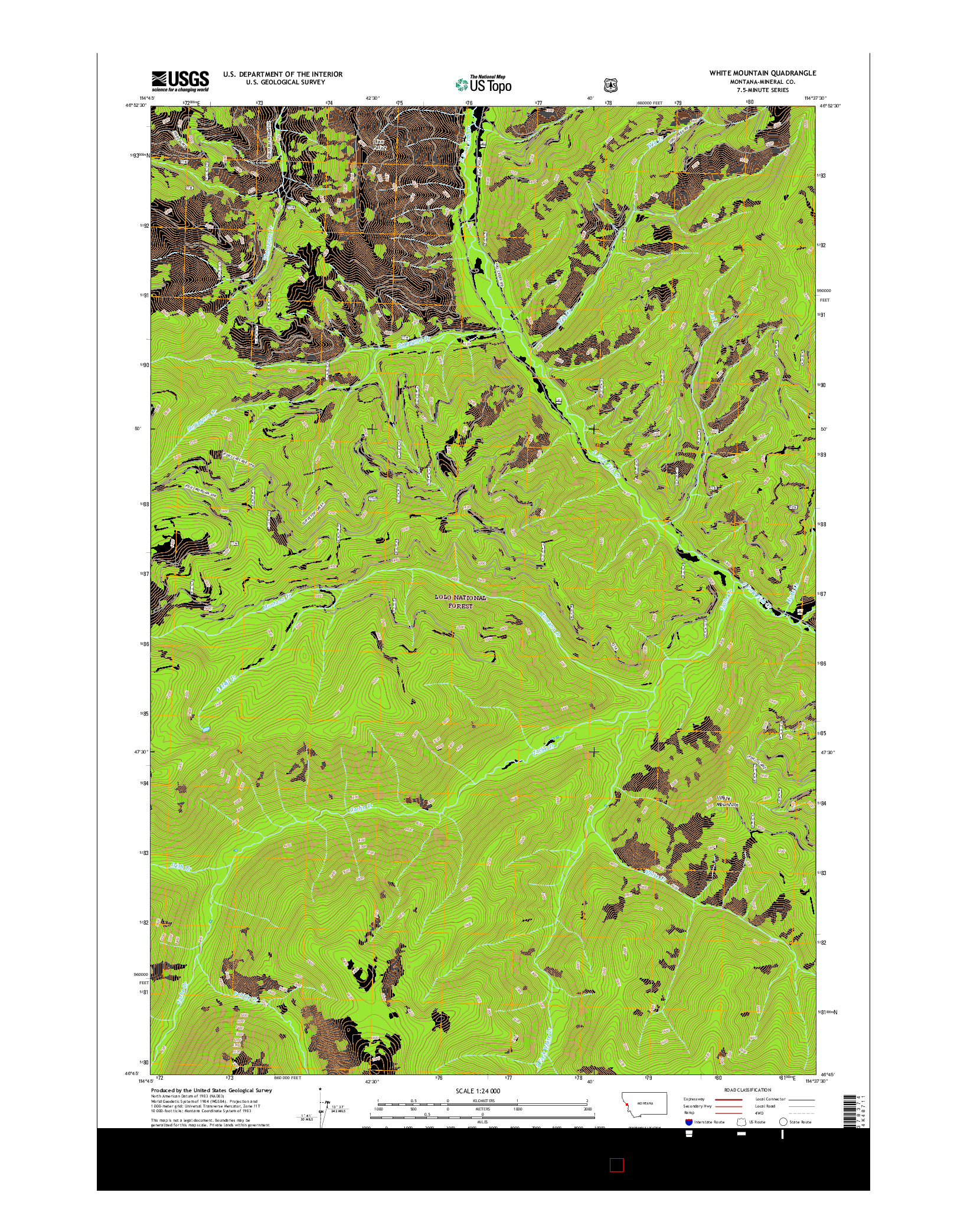 USGS US TOPO 7.5-MINUTE MAP FOR WHITE MOUNTAIN, MT 2017