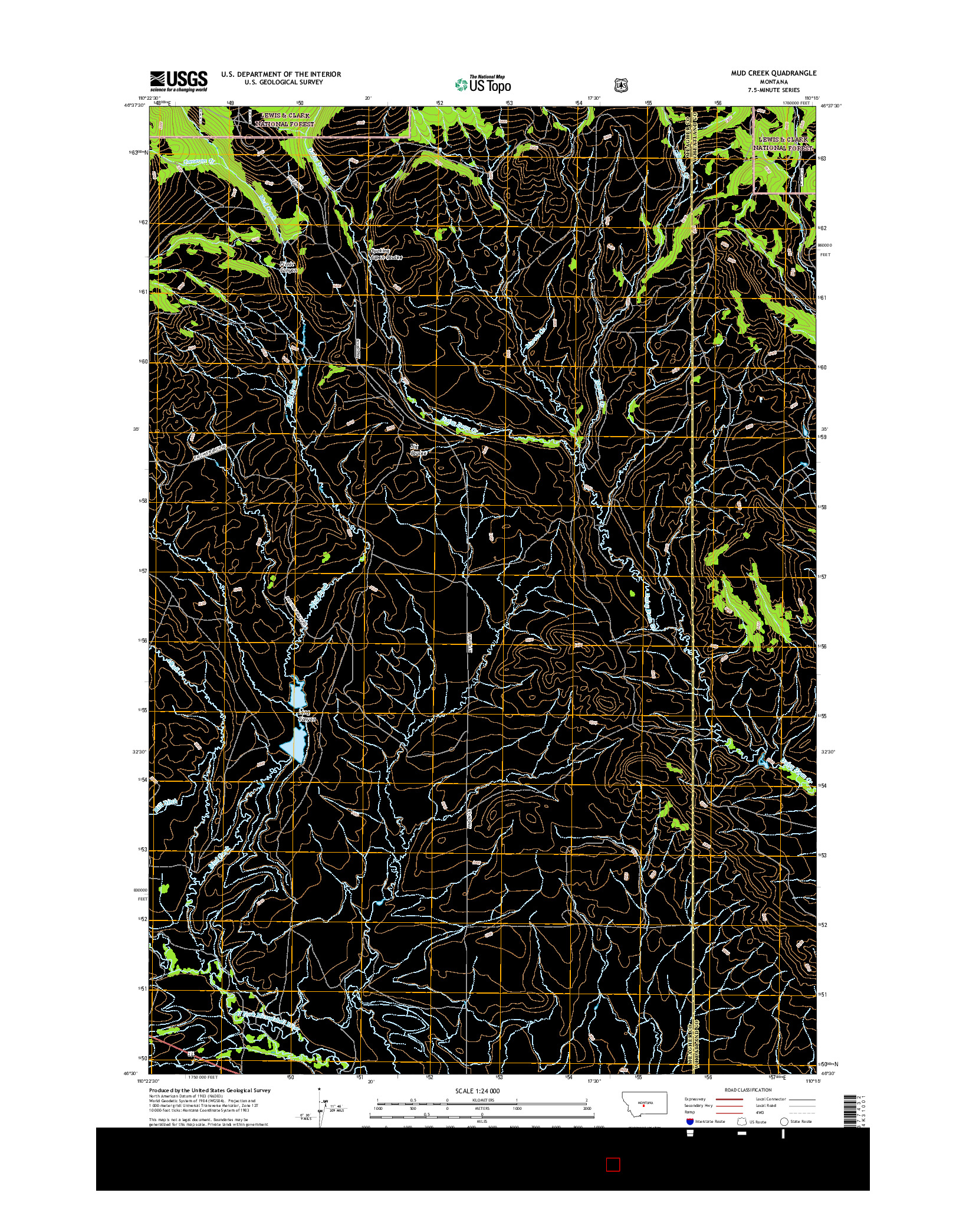 USGS US TOPO 7.5-MINUTE MAP FOR MUD CREEK, MT 2017