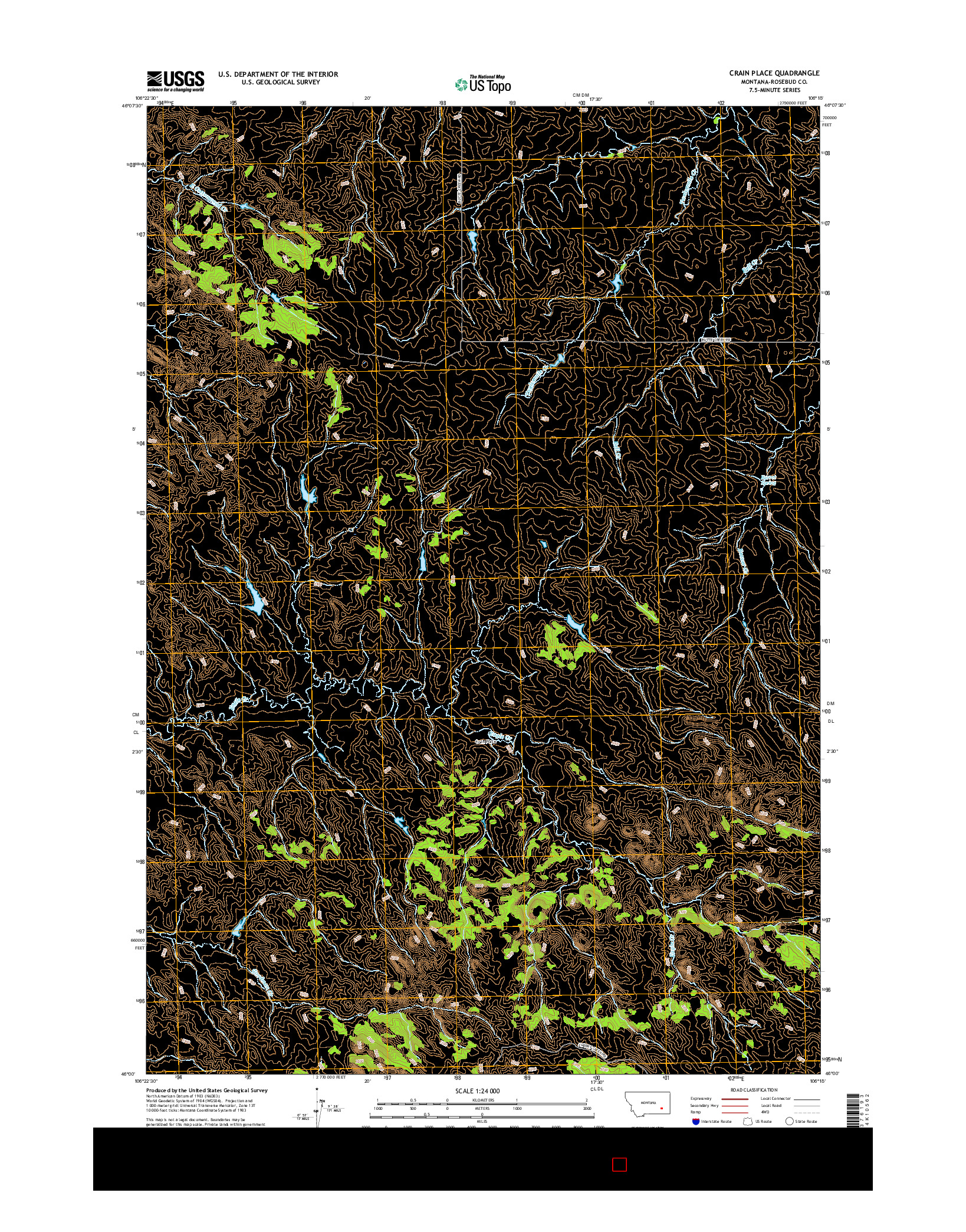 USGS US TOPO 7.5-MINUTE MAP FOR CRAIN PLACE, MT 2017