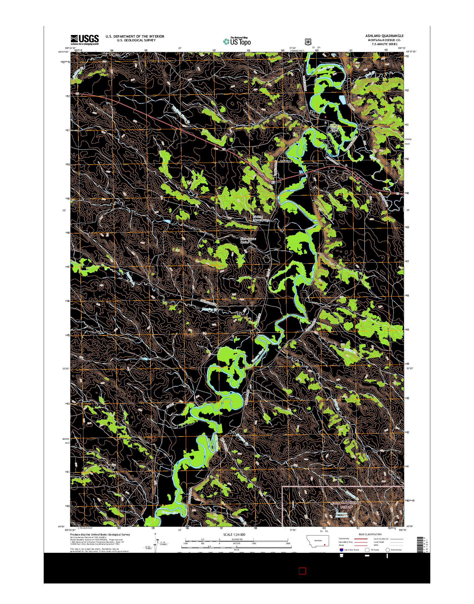 USGS US TOPO 7.5-MINUTE MAP FOR ASHLAND, MT 2017