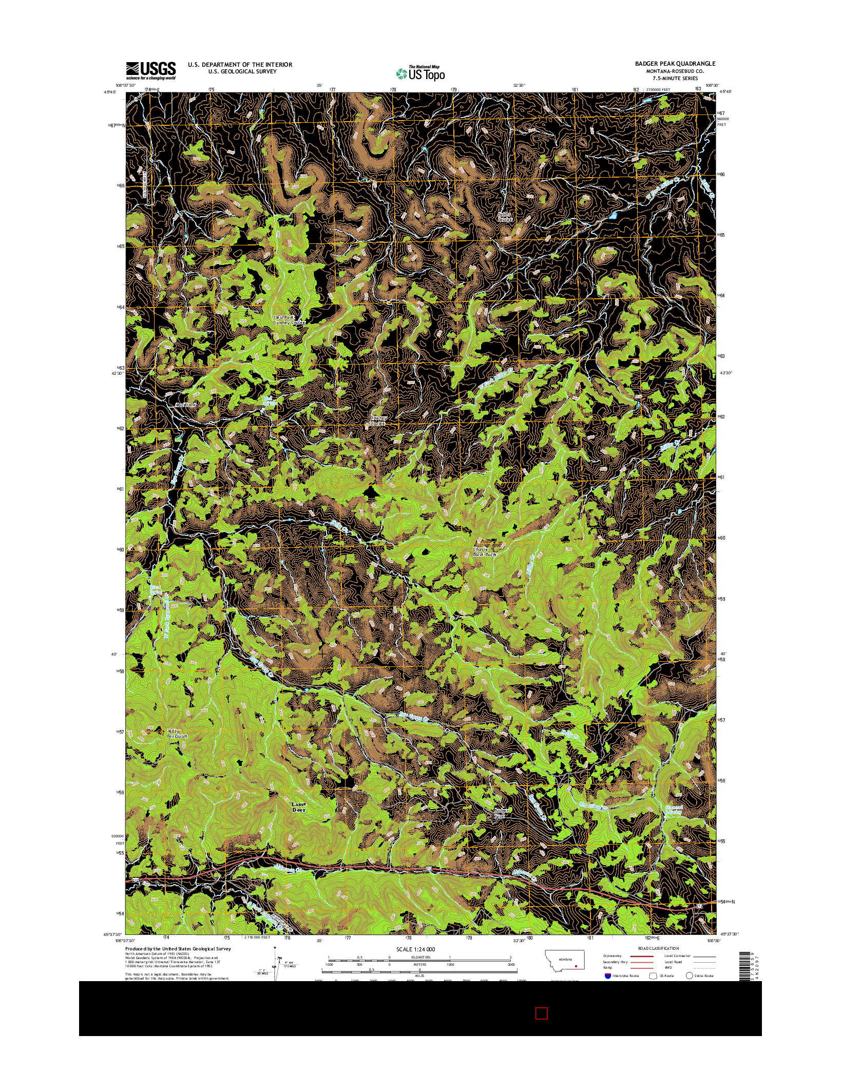 USGS US TOPO 7.5-MINUTE MAP FOR BADGER PEAK, MT 2017