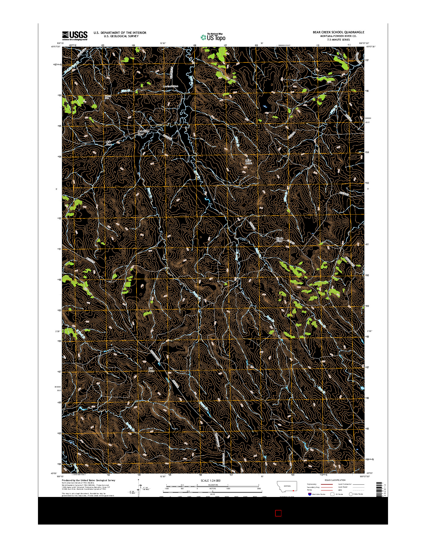 USGS US TOPO 7.5-MINUTE MAP FOR BEAR CREEK SCHOOL, MT 2017