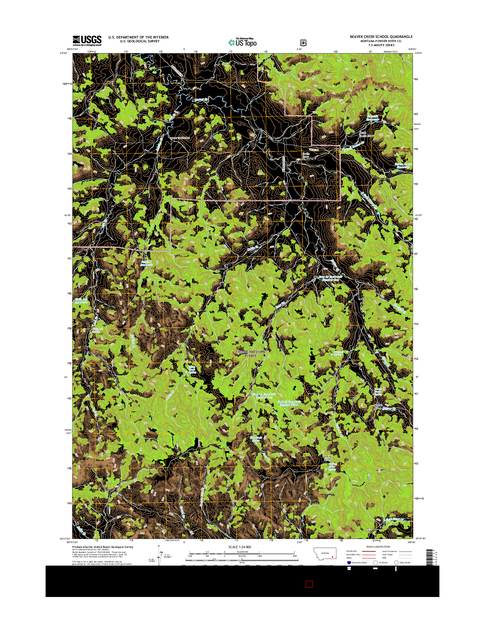 USGS US TOPO 7.5-MINUTE MAP FOR BEAVER CREEK SCHOOL, MT 2017