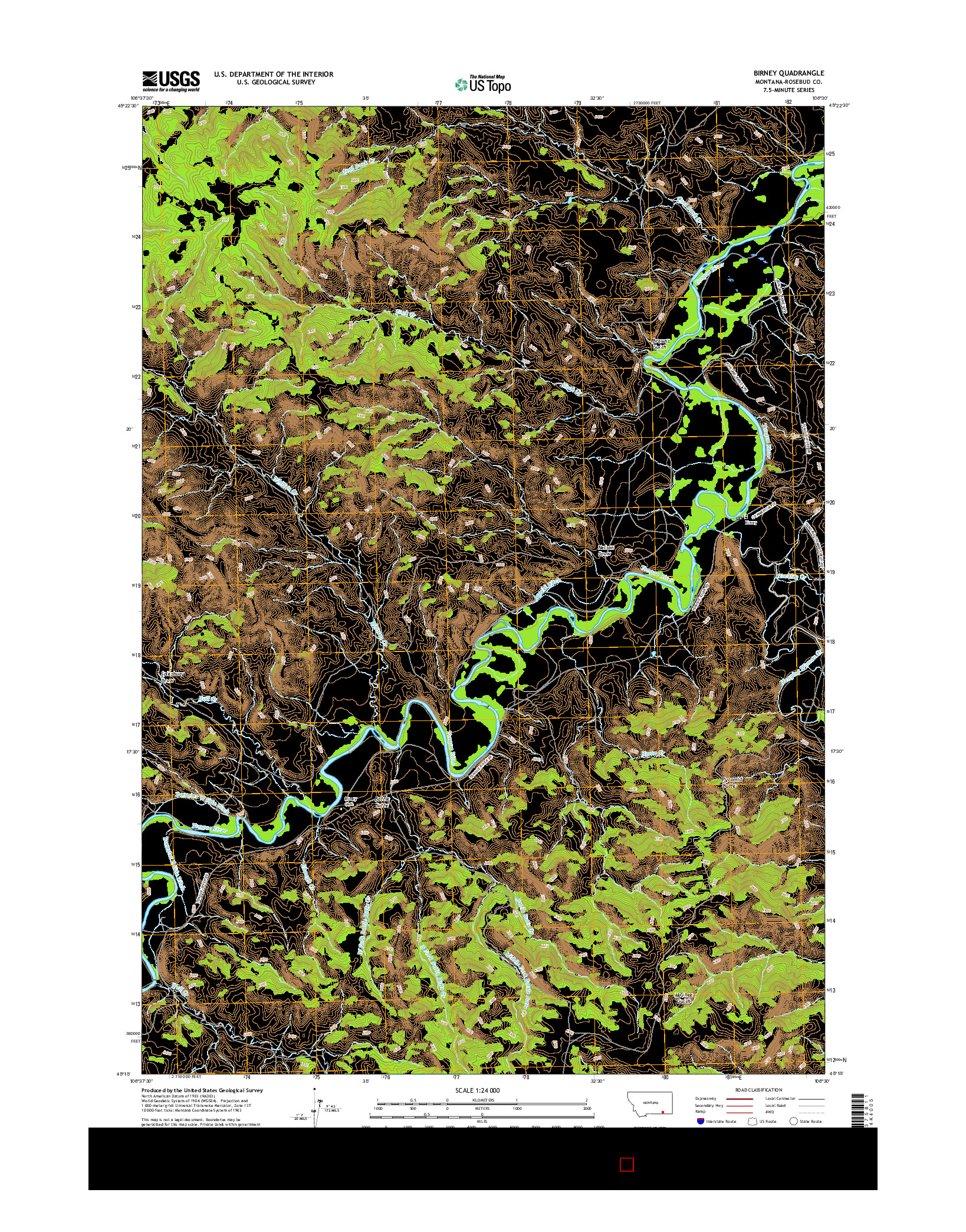 USGS US TOPO 7.5-MINUTE MAP FOR BIRNEY, MT 2017