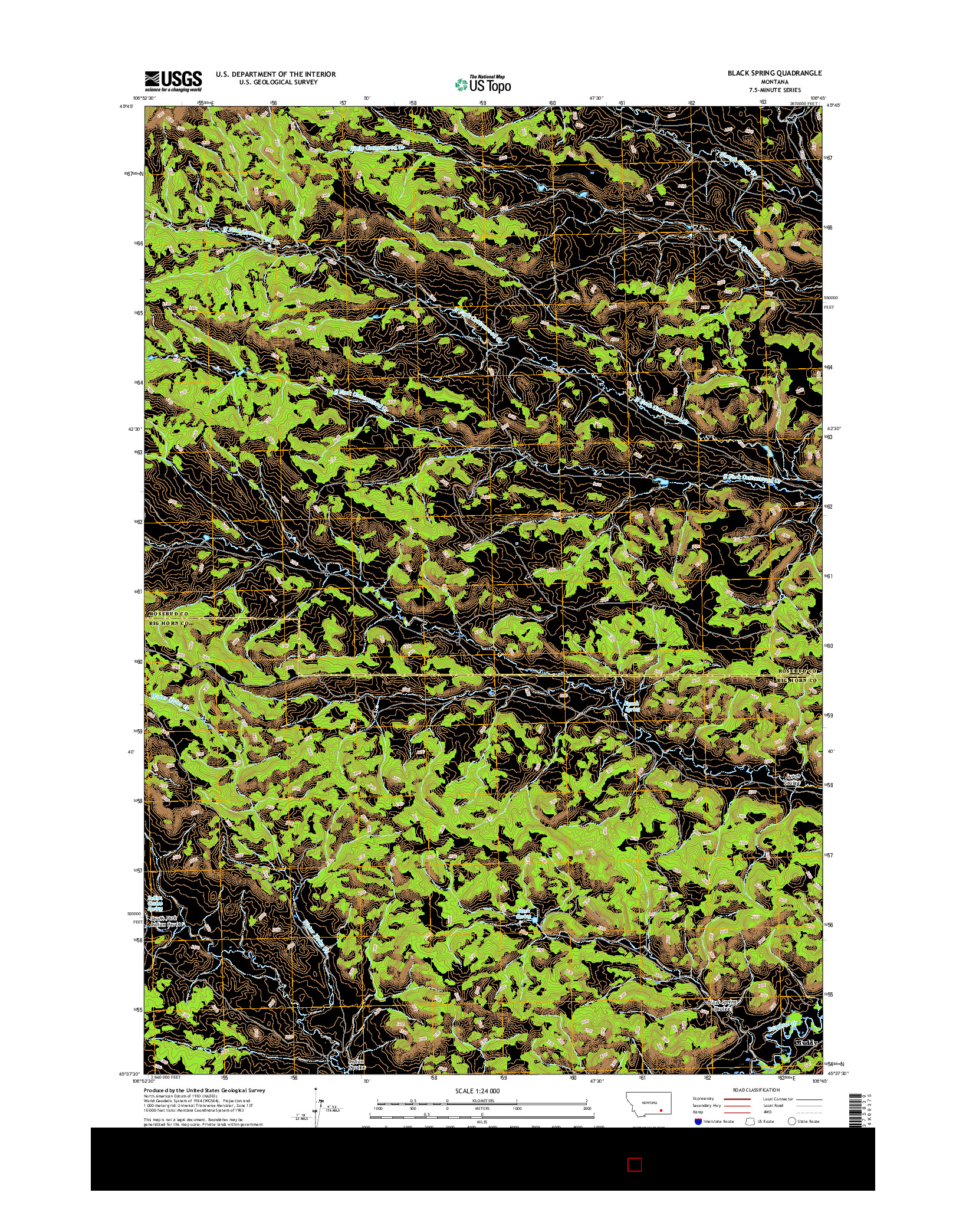 USGS US TOPO 7.5-MINUTE MAP FOR BLACK SPRING, MT 2017