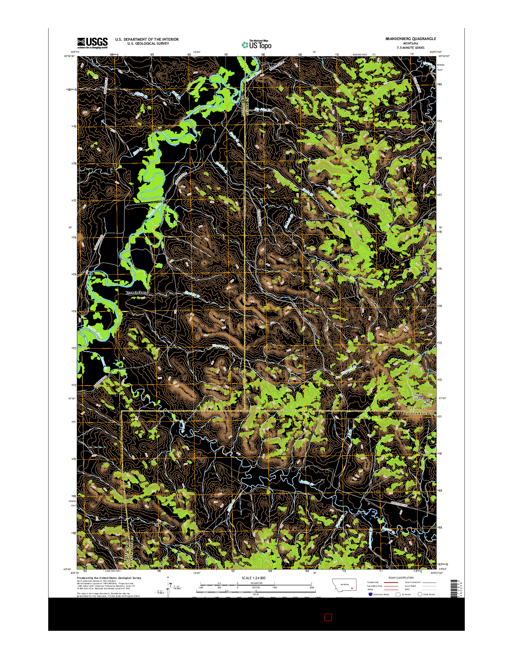 USGS US TOPO 7.5-MINUTE MAP FOR BRANDENBERG, MT 2017