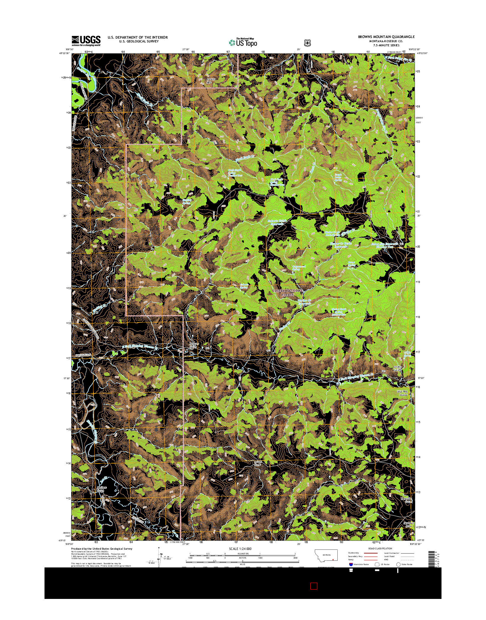USGS US TOPO 7.5-MINUTE MAP FOR BROWNS MOUNTAIN, MT 2017