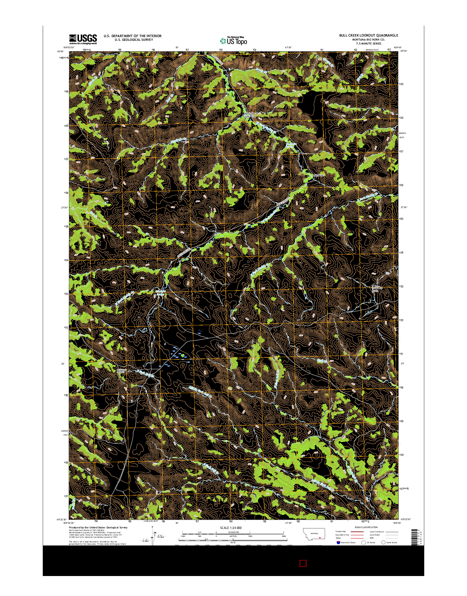 USGS US TOPO 7.5-MINUTE MAP FOR BULL CREEK LOOKOUT, MT 2017