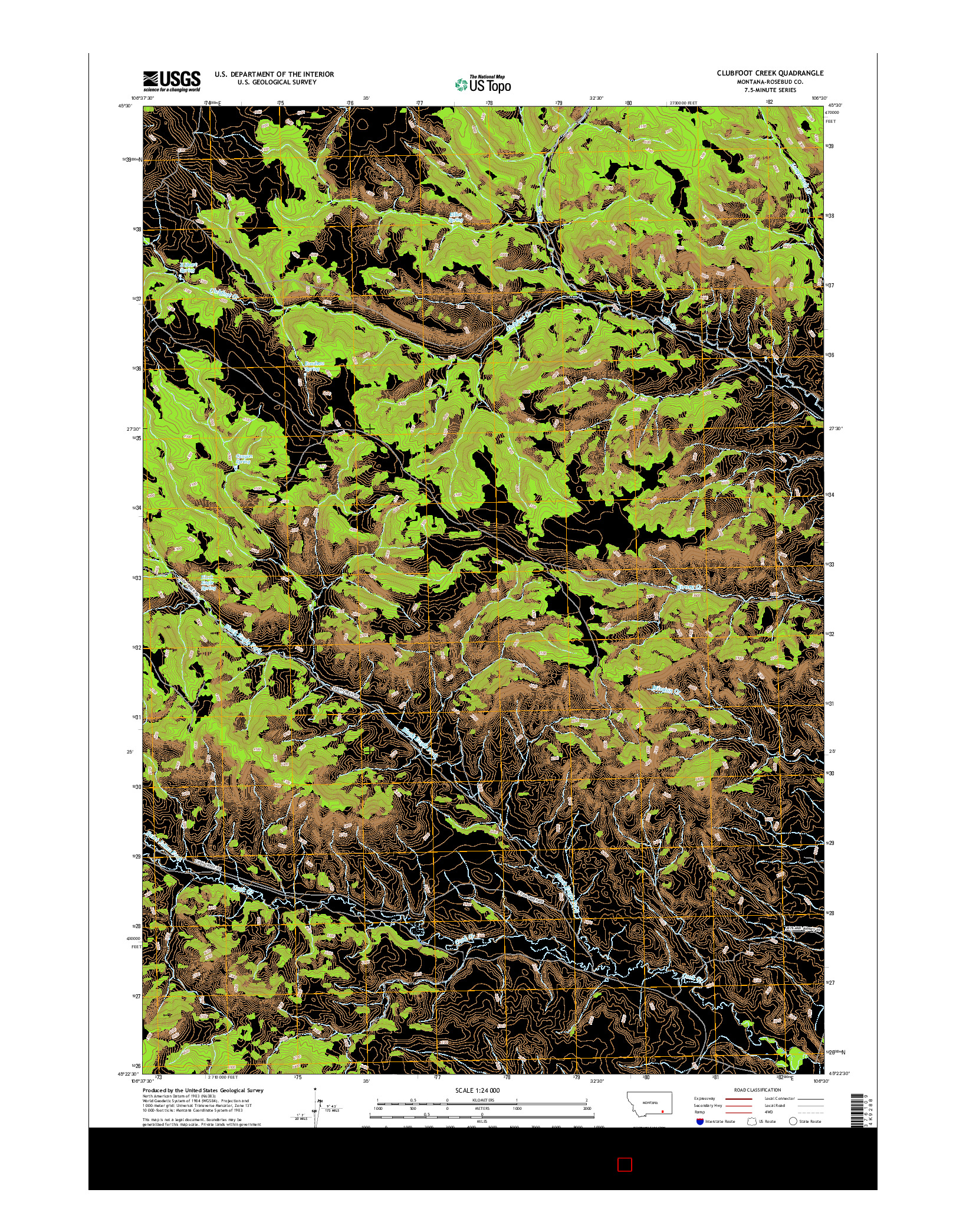 USGS US TOPO 7.5-MINUTE MAP FOR CLUBFOOT CREEK, MT 2017