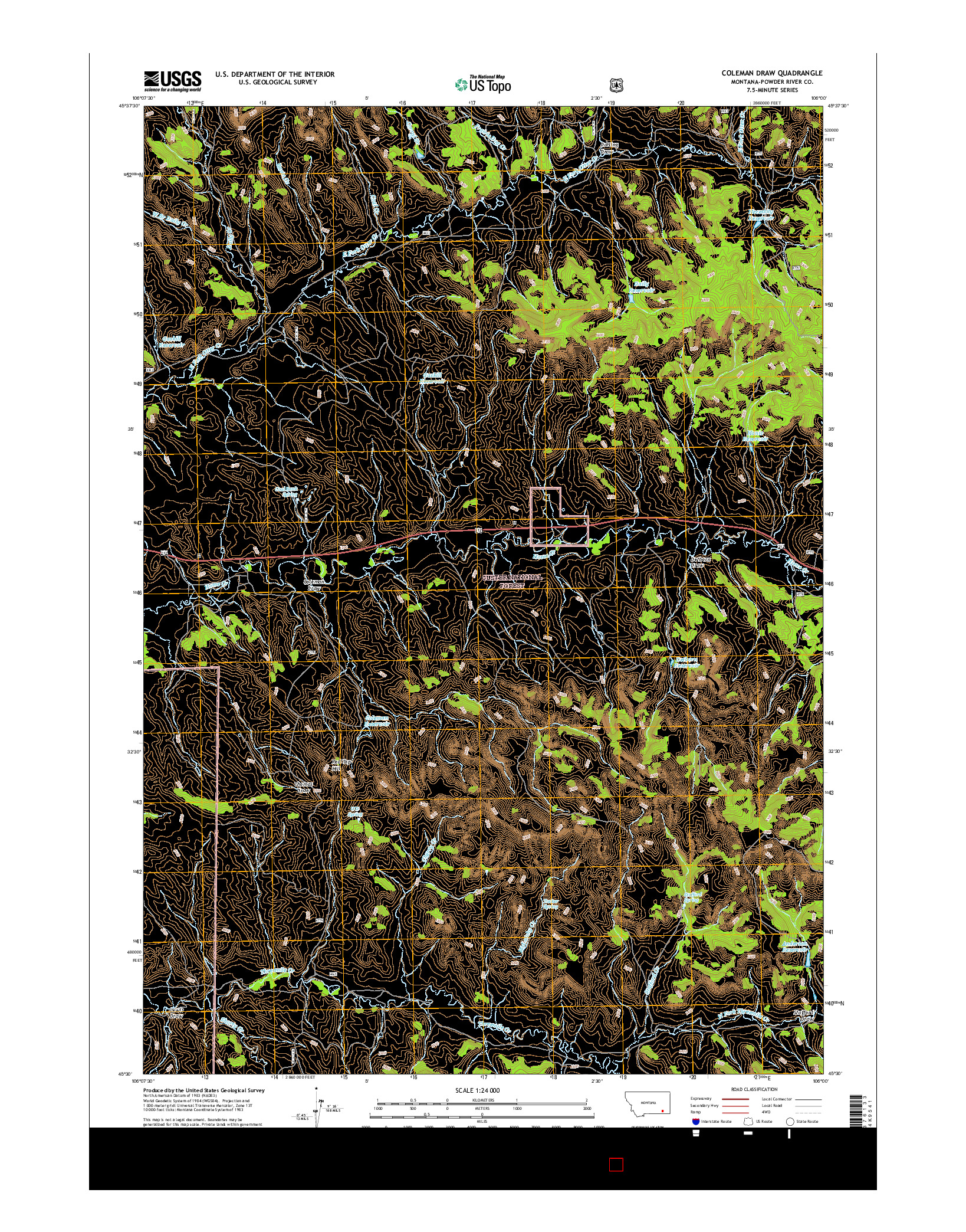 USGS US TOPO 7.5-MINUTE MAP FOR COLEMAN DRAW, MT 2017