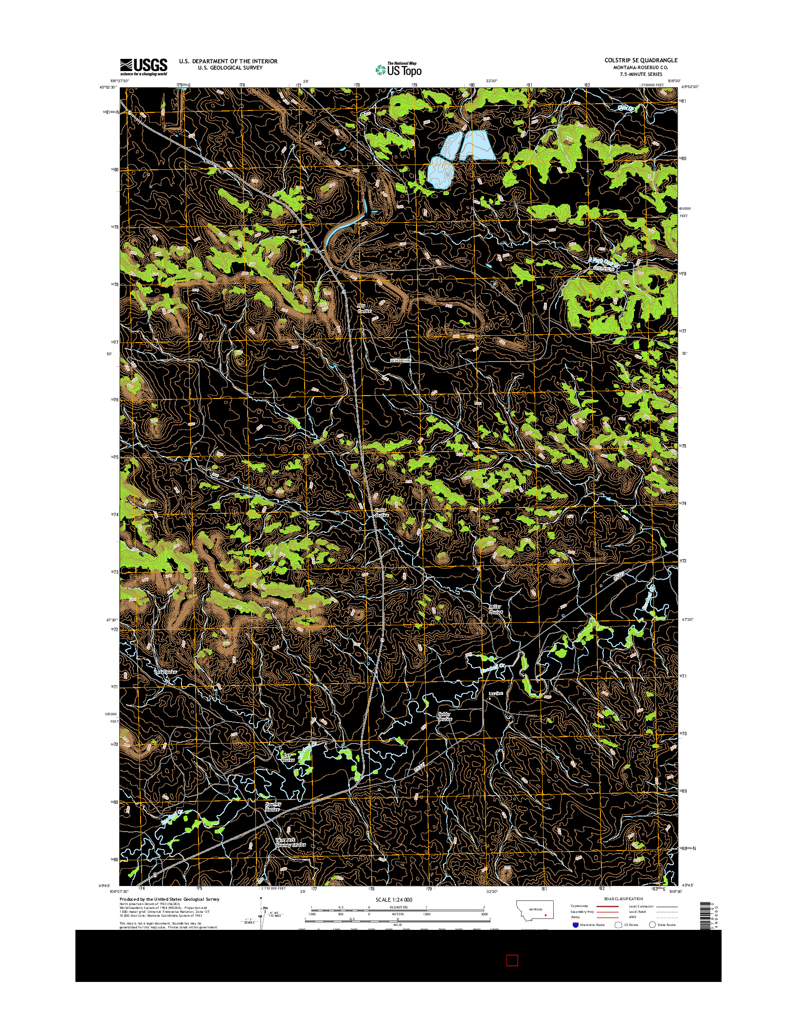 USGS US TOPO 7.5-MINUTE MAP FOR COLSTRIP SE, MT 2017