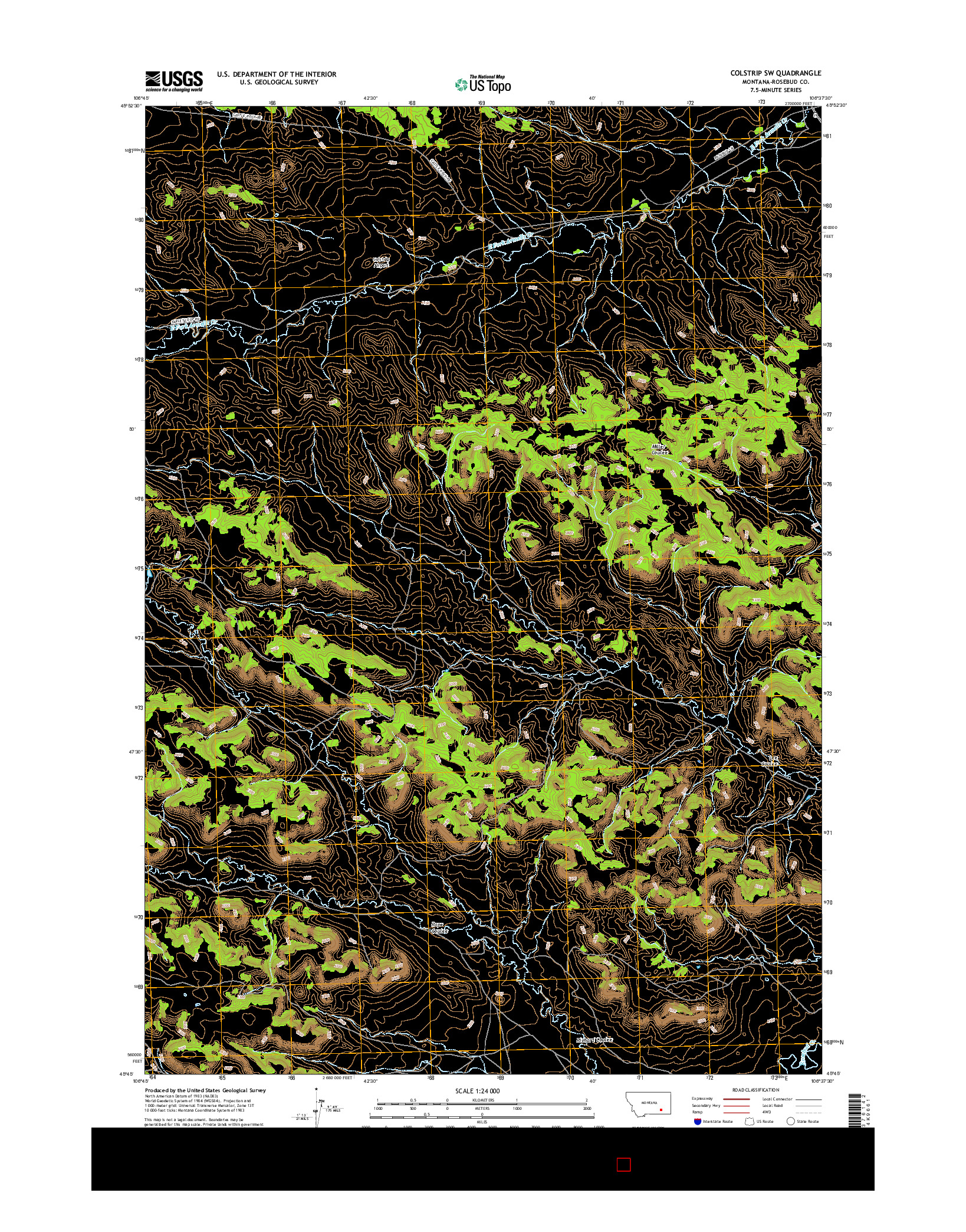 USGS US TOPO 7.5-MINUTE MAP FOR COLSTRIP SW, MT 2017
