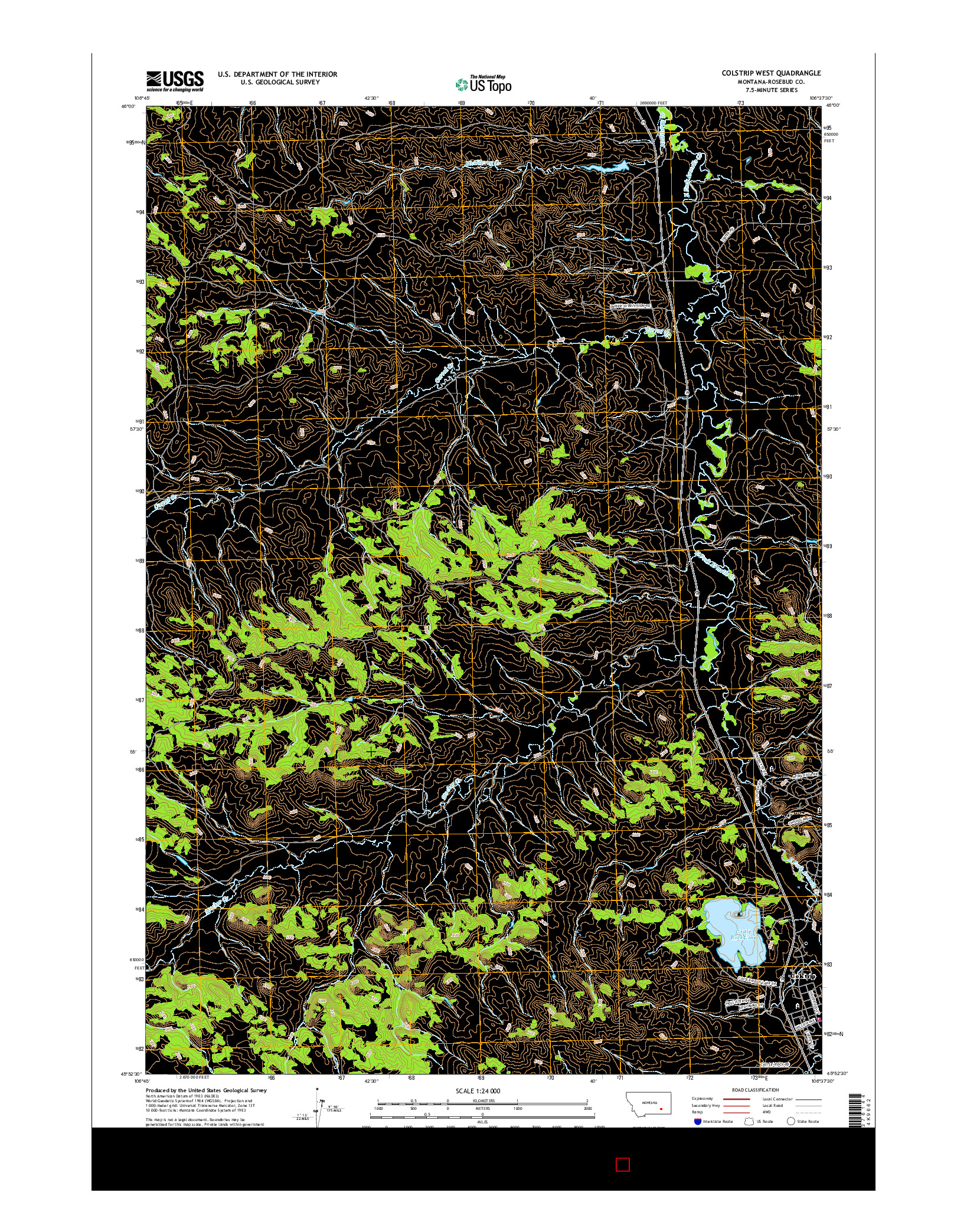 USGS US TOPO 7.5-MINUTE MAP FOR COLSTRIP WEST, MT 2017