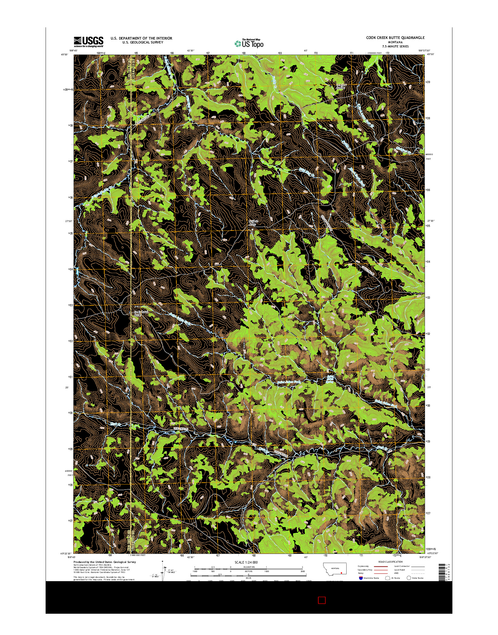 USGS US TOPO 7.5-MINUTE MAP FOR COOK CREEK BUTTE, MT 2017