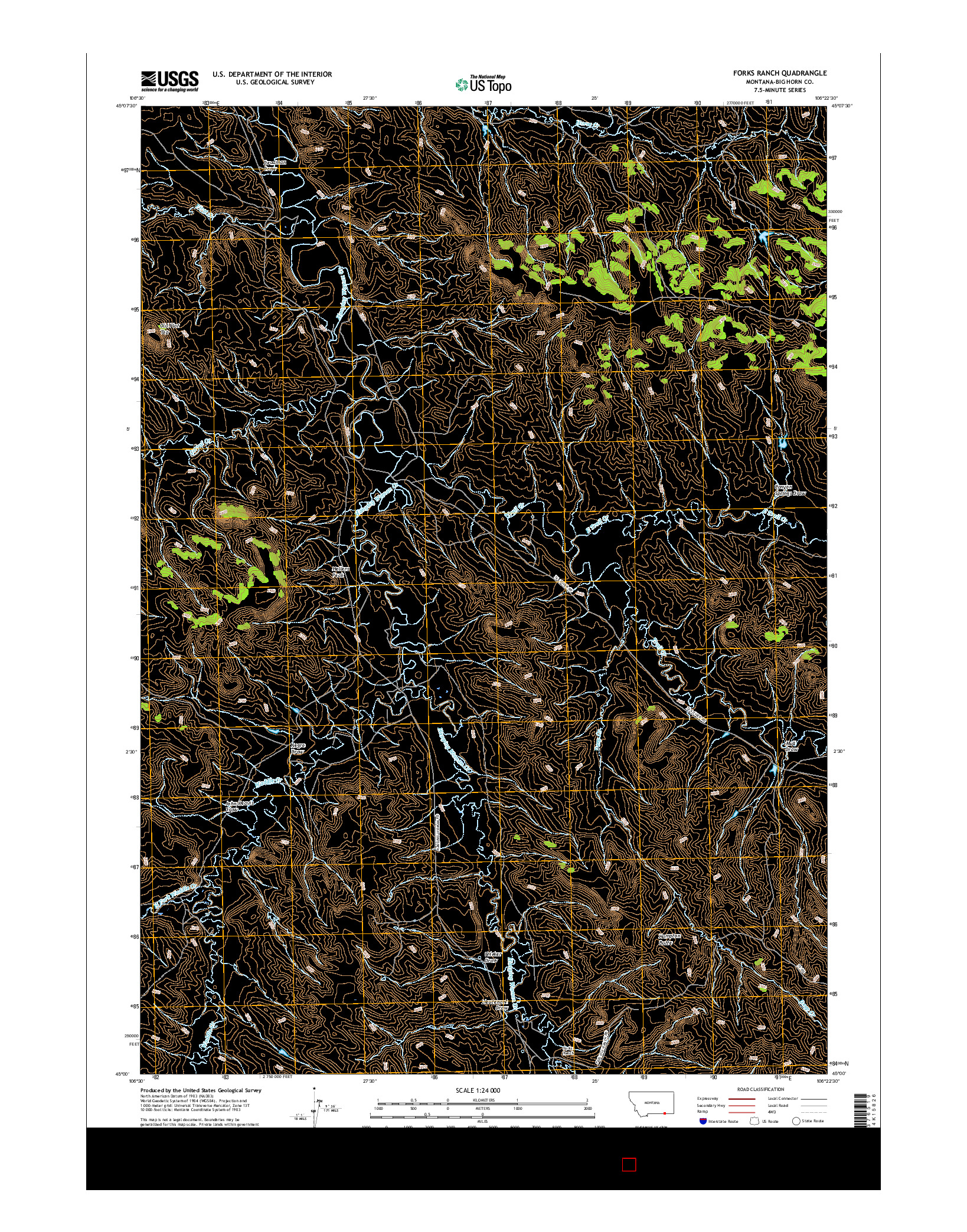 USGS US TOPO 7.5-MINUTE MAP FOR FORKS RANCH, MT 2017