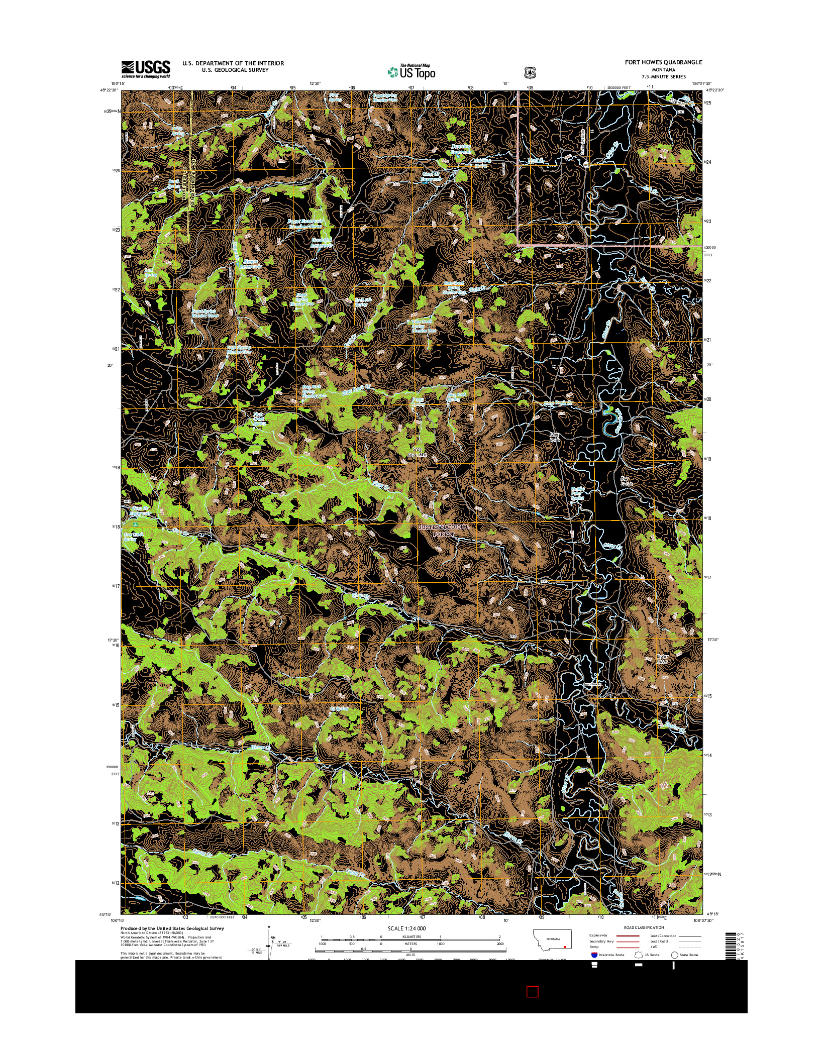 USGS US TOPO 7.5-MINUTE MAP FOR FORT HOWES, MT 2017