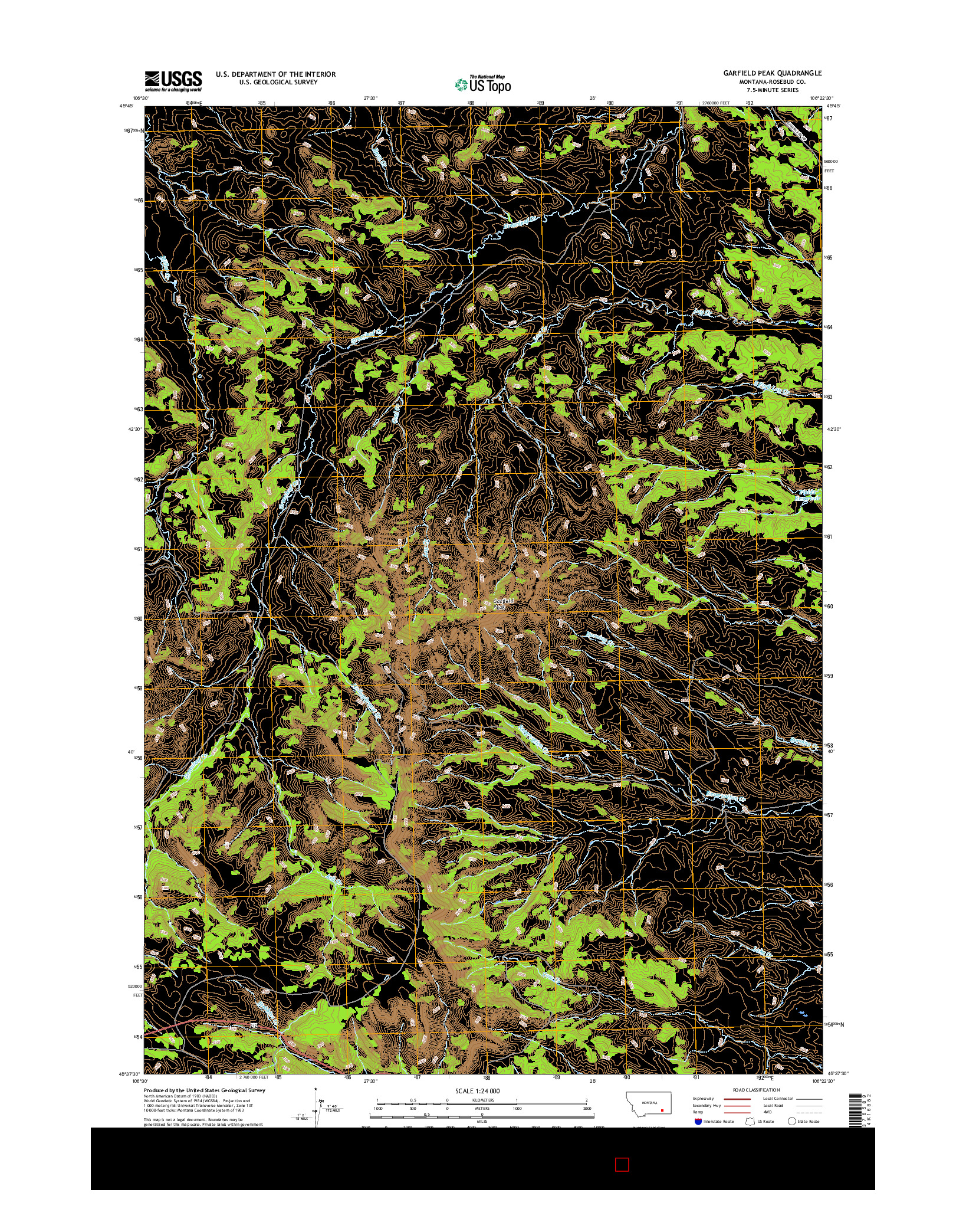 USGS US TOPO 7.5-MINUTE MAP FOR GARFIELD PEAK, MT 2017