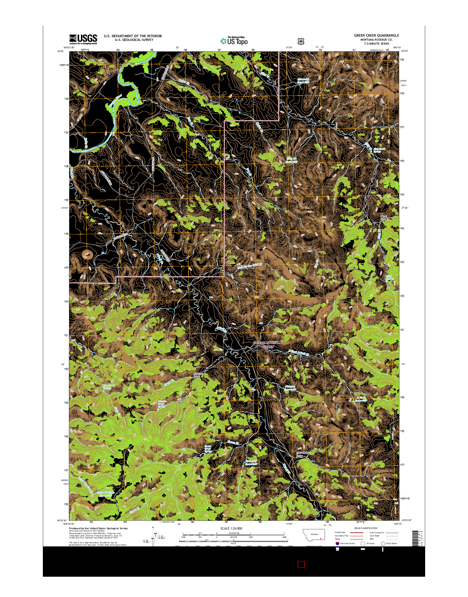 USGS US TOPO 7.5-MINUTE MAP FOR GREEN CREEK, MT 2017