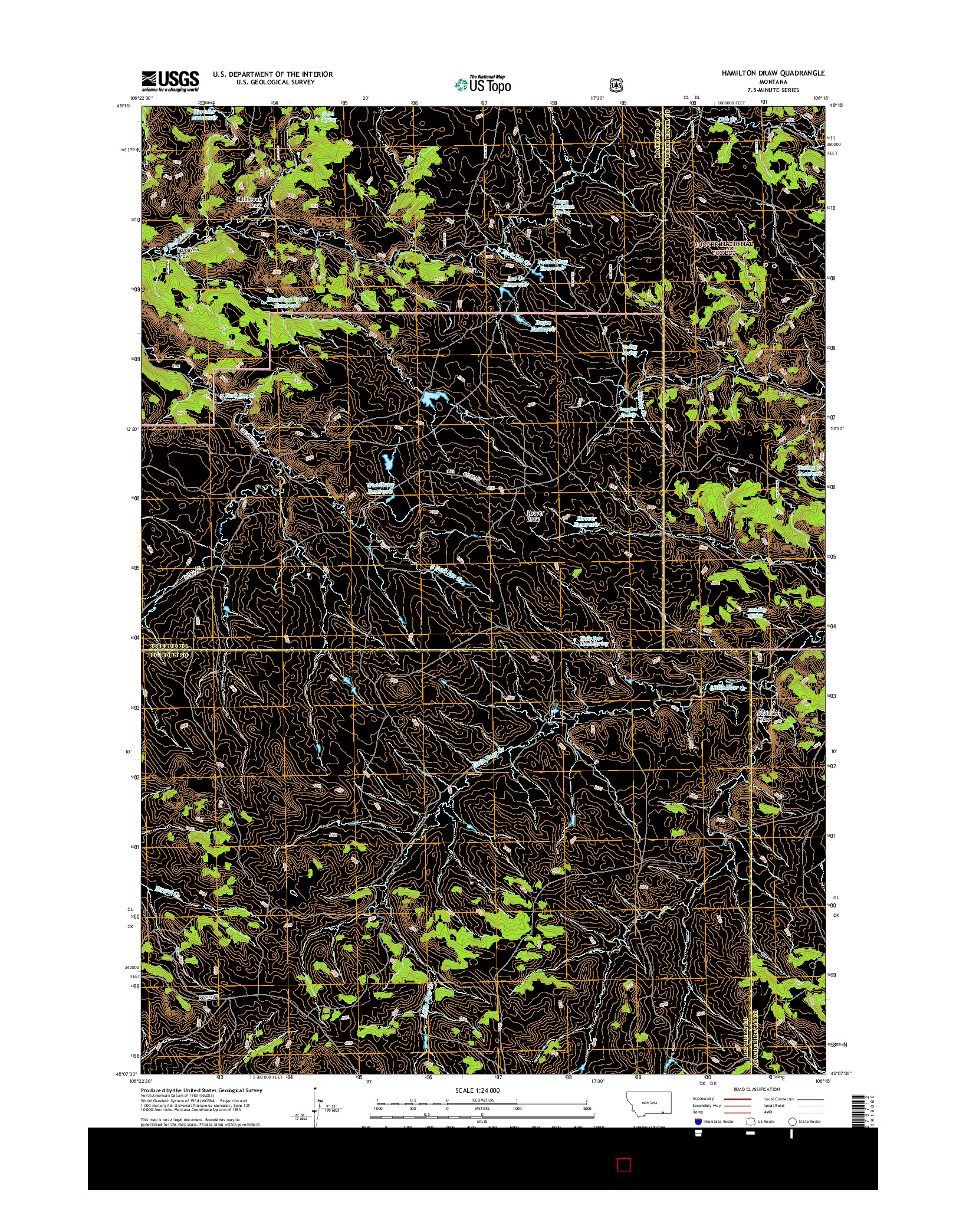 USGS US TOPO 7.5-MINUTE MAP FOR HAMILTON DRAW, MT 2017