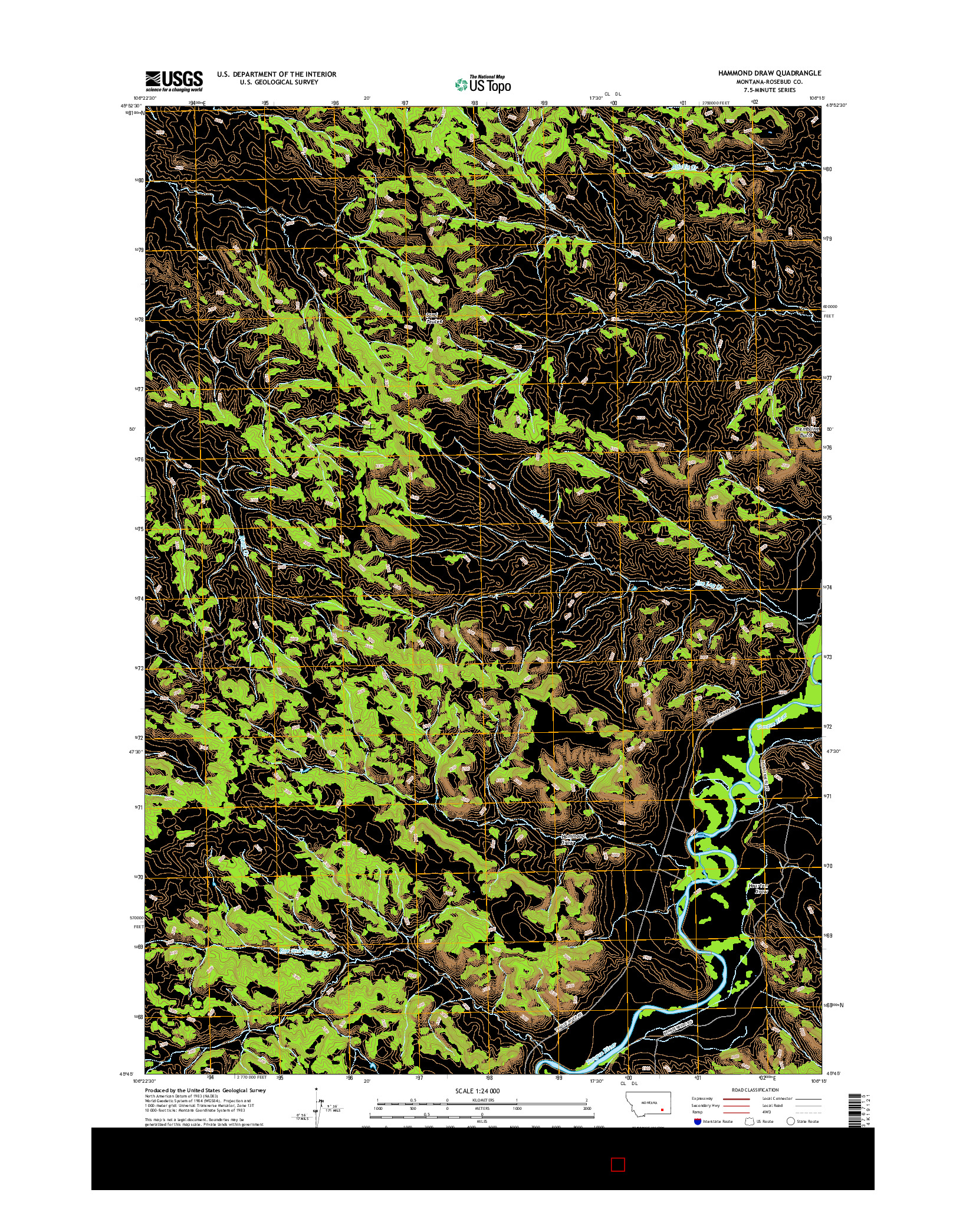 USGS US TOPO 7.5-MINUTE MAP FOR HAMMOND DRAW, MT 2017