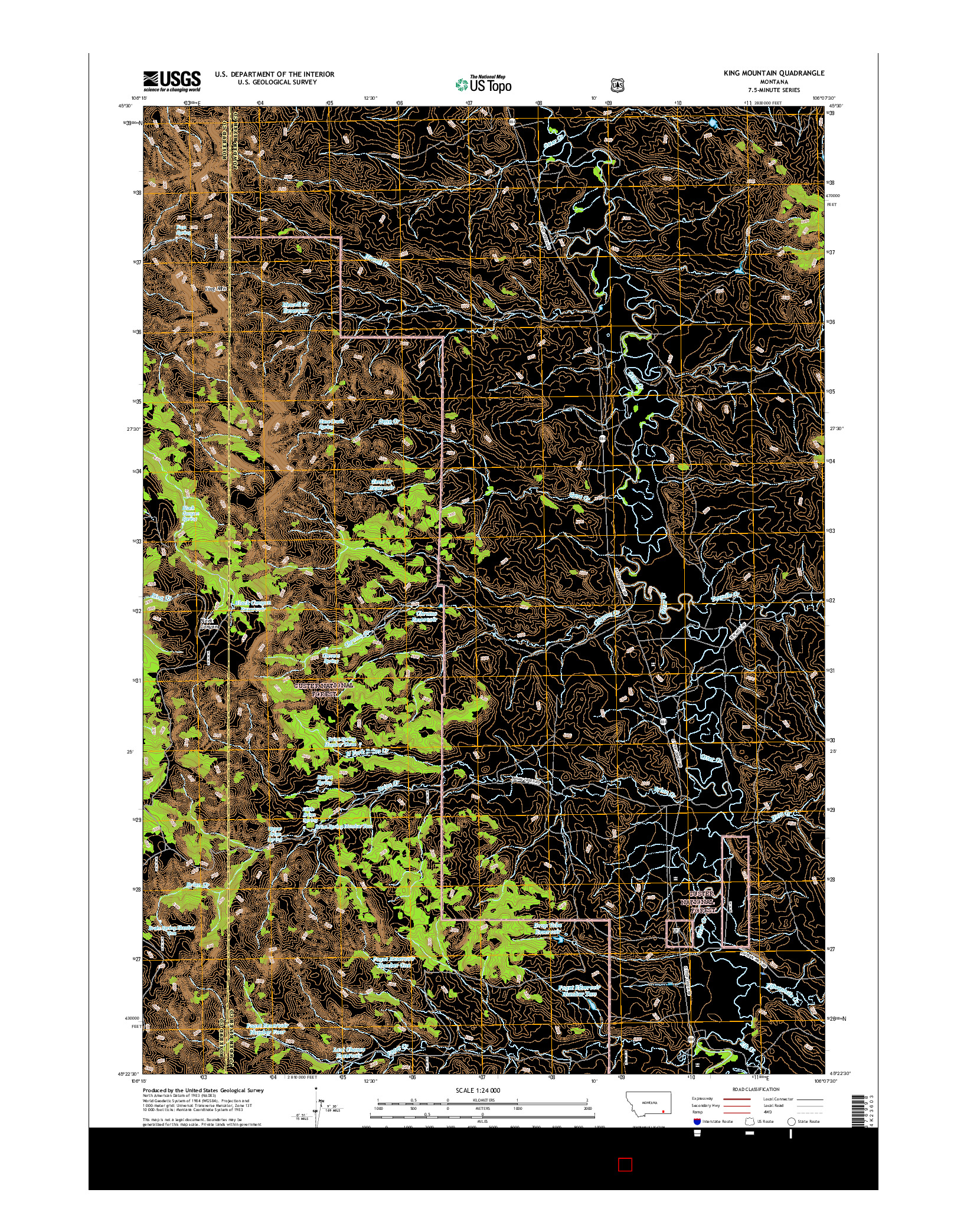 USGS US TOPO 7.5-MINUTE MAP FOR KING MOUNTAIN, MT 2017