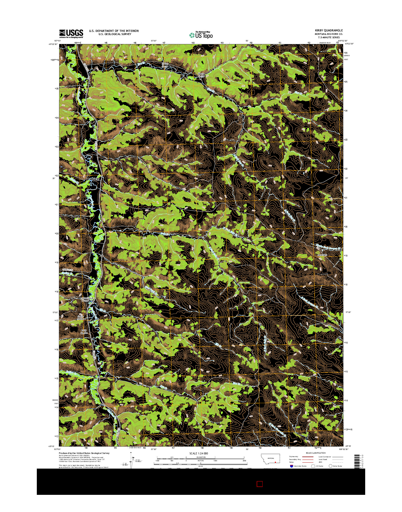 USGS US TOPO 7.5-MINUTE MAP FOR KIRBY, MT 2017