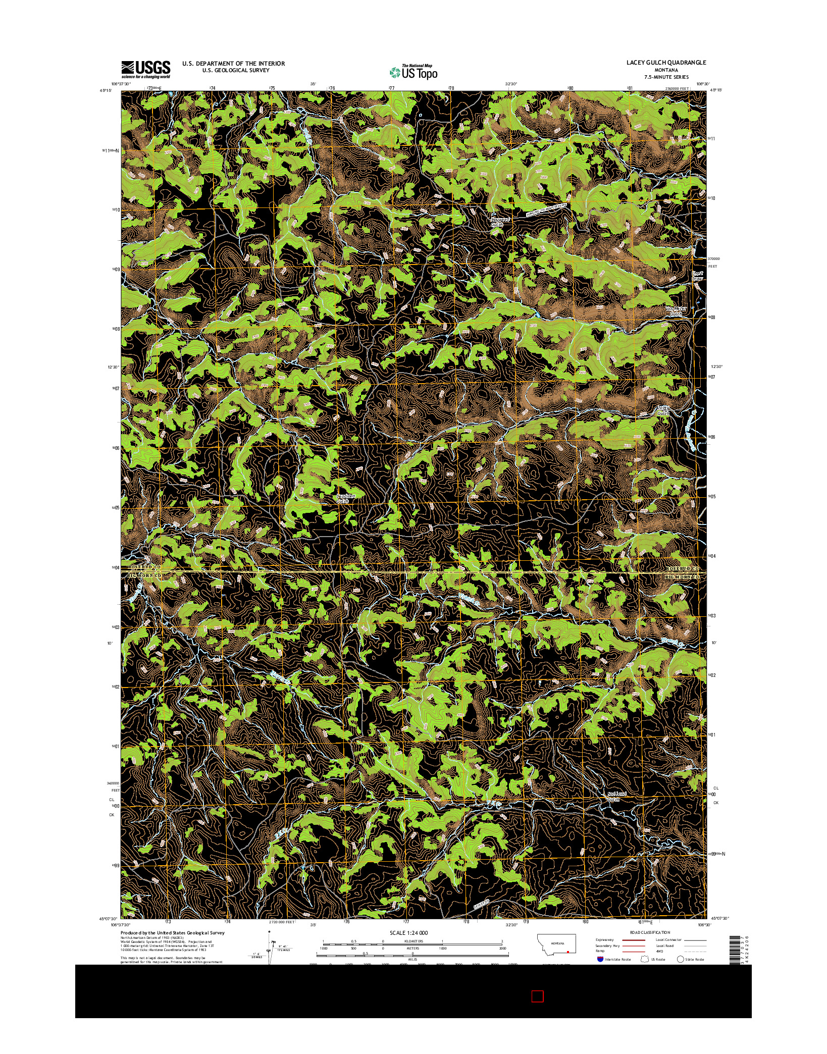 USGS US TOPO 7.5-MINUTE MAP FOR LACEY GULCH, MT 2017