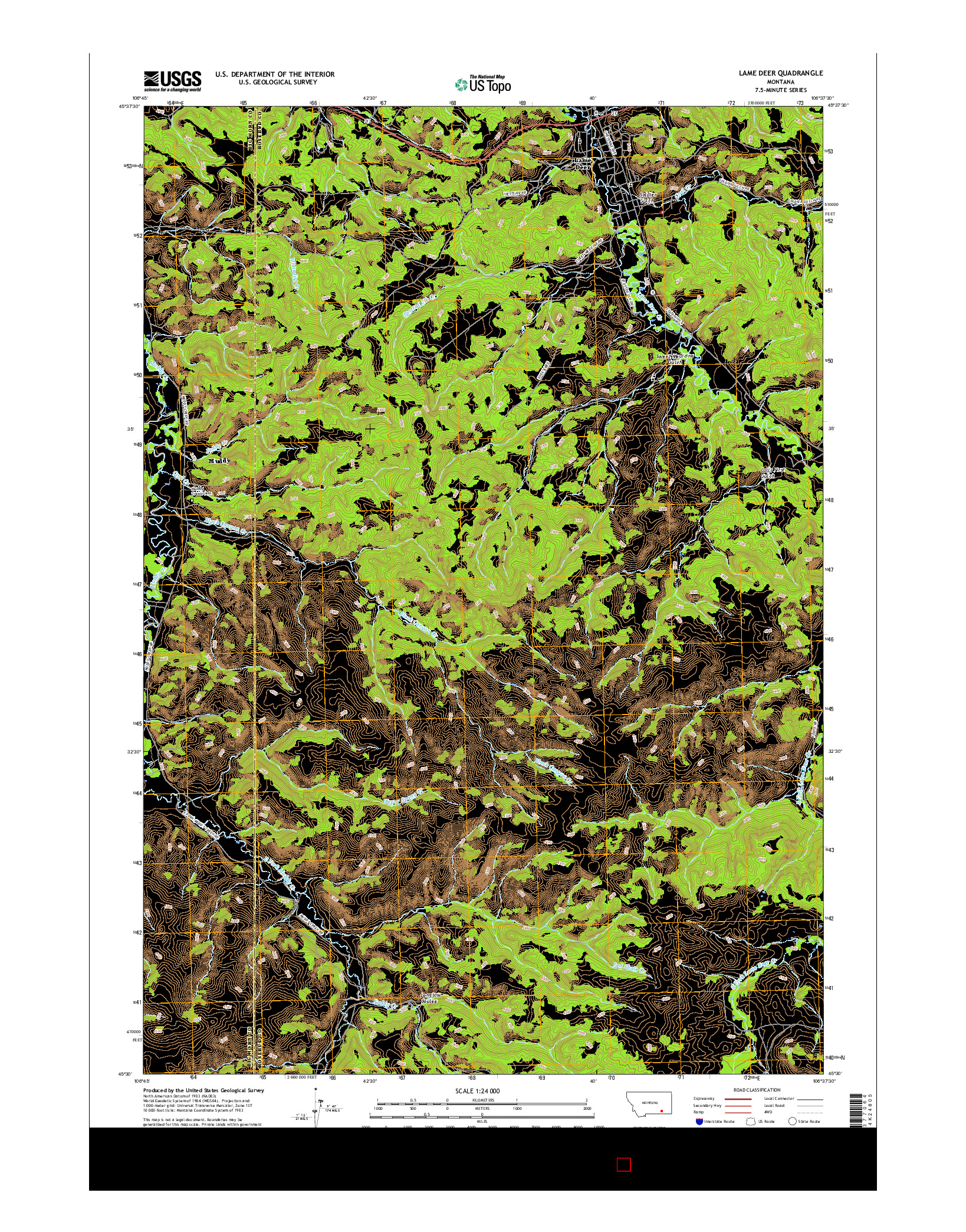 USGS US TOPO 7.5-MINUTE MAP FOR LAME DEER, MT 2017