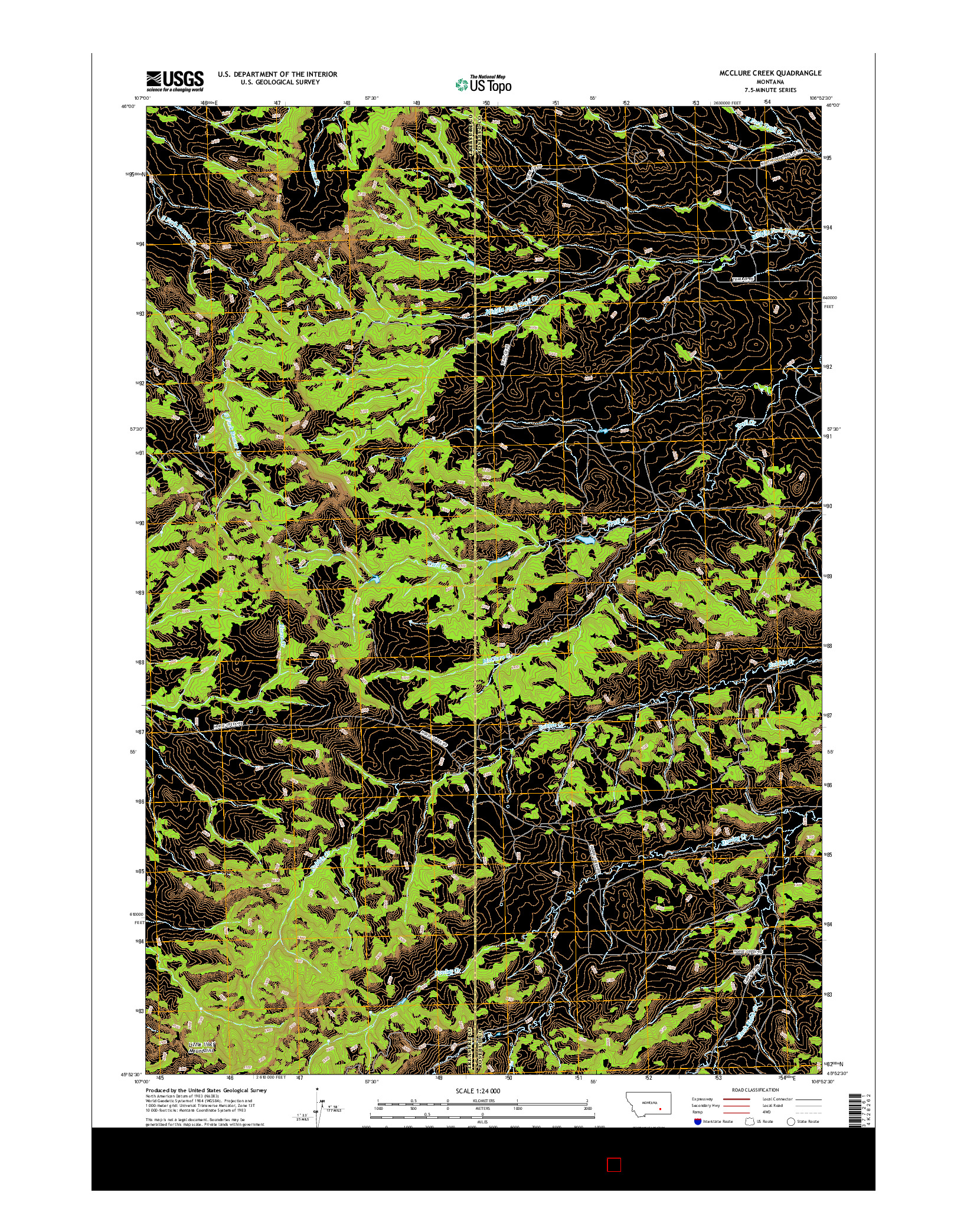 USGS US TOPO 7.5-MINUTE MAP FOR MCCLURE CREEK, MT 2017