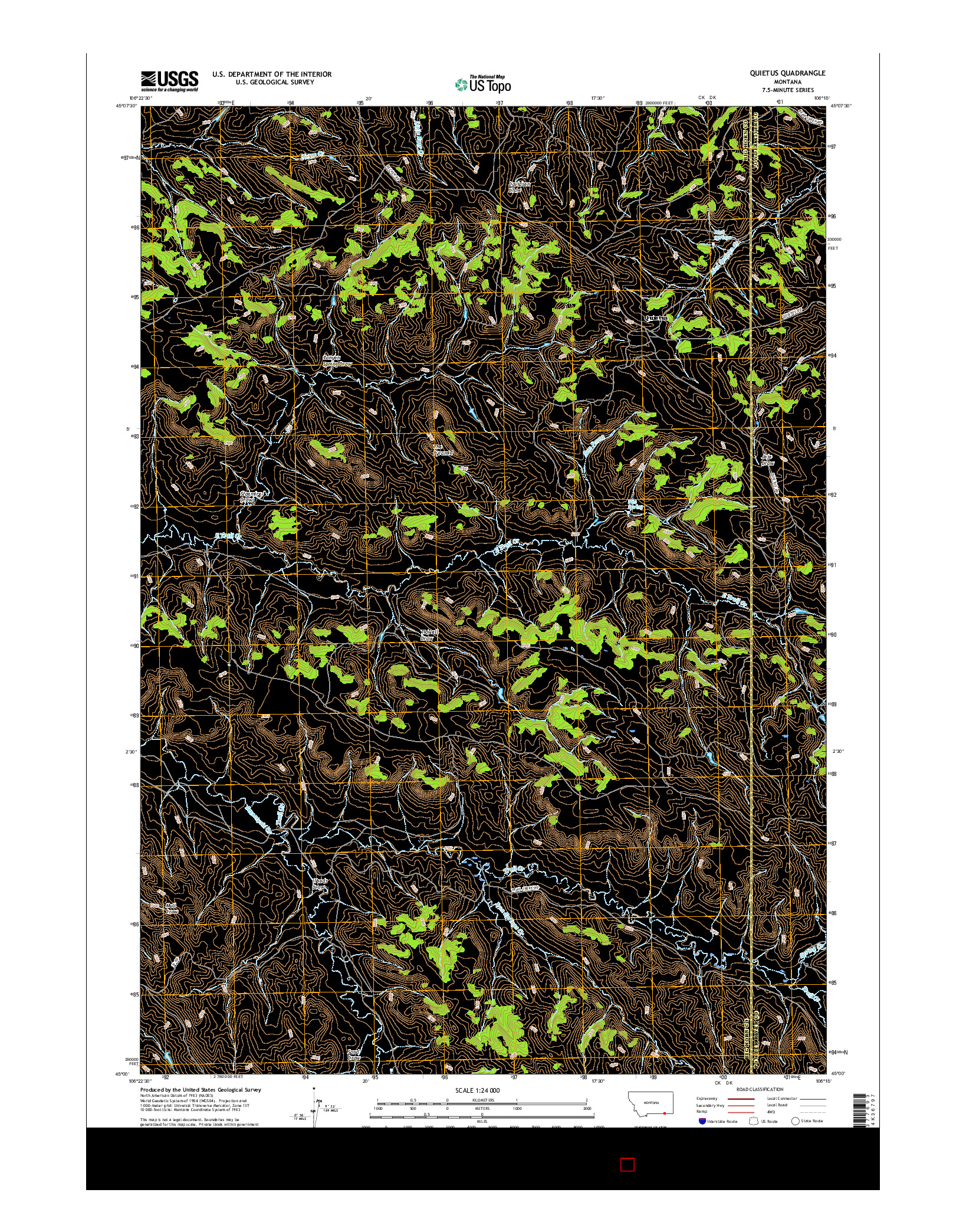 USGS US TOPO 7.5-MINUTE MAP FOR QUIETUS, MT 2017