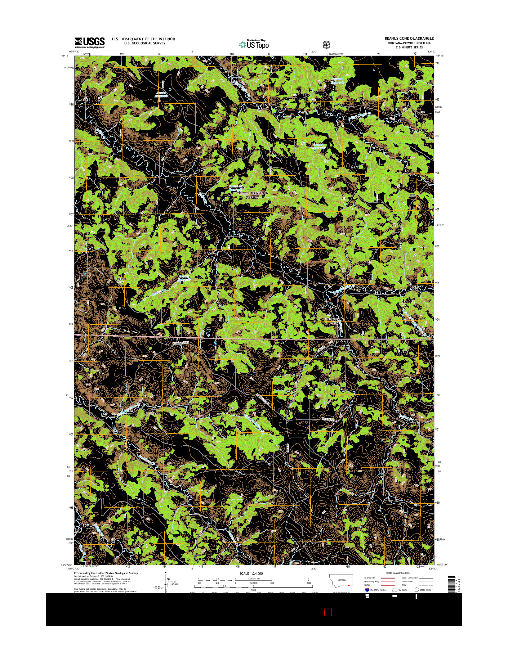 USGS US TOPO 7.5-MINUTE MAP FOR REANUS CONE, MT 2017