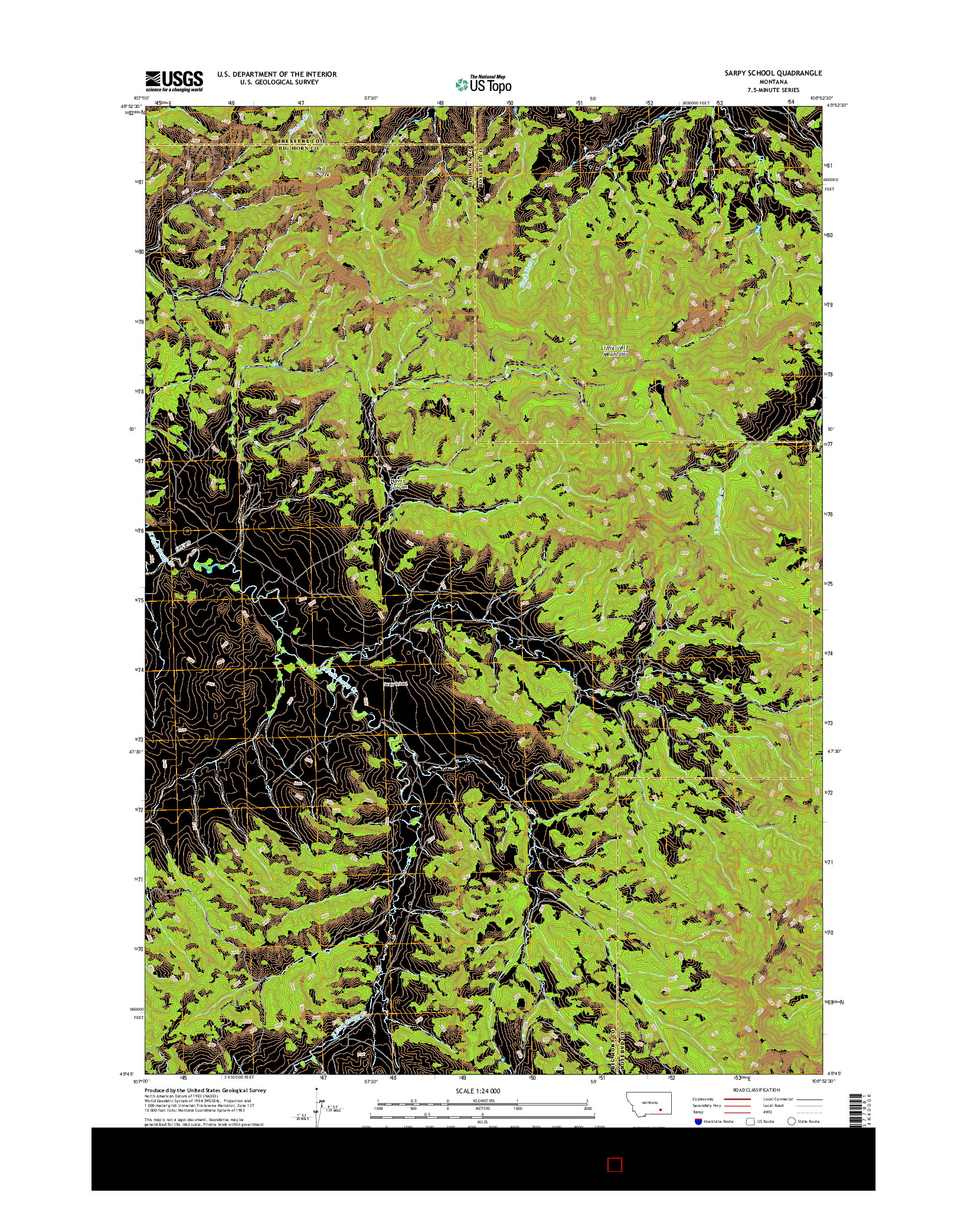 USGS US TOPO 7.5-MINUTE MAP FOR SARPY SCHOOL, MT 2017