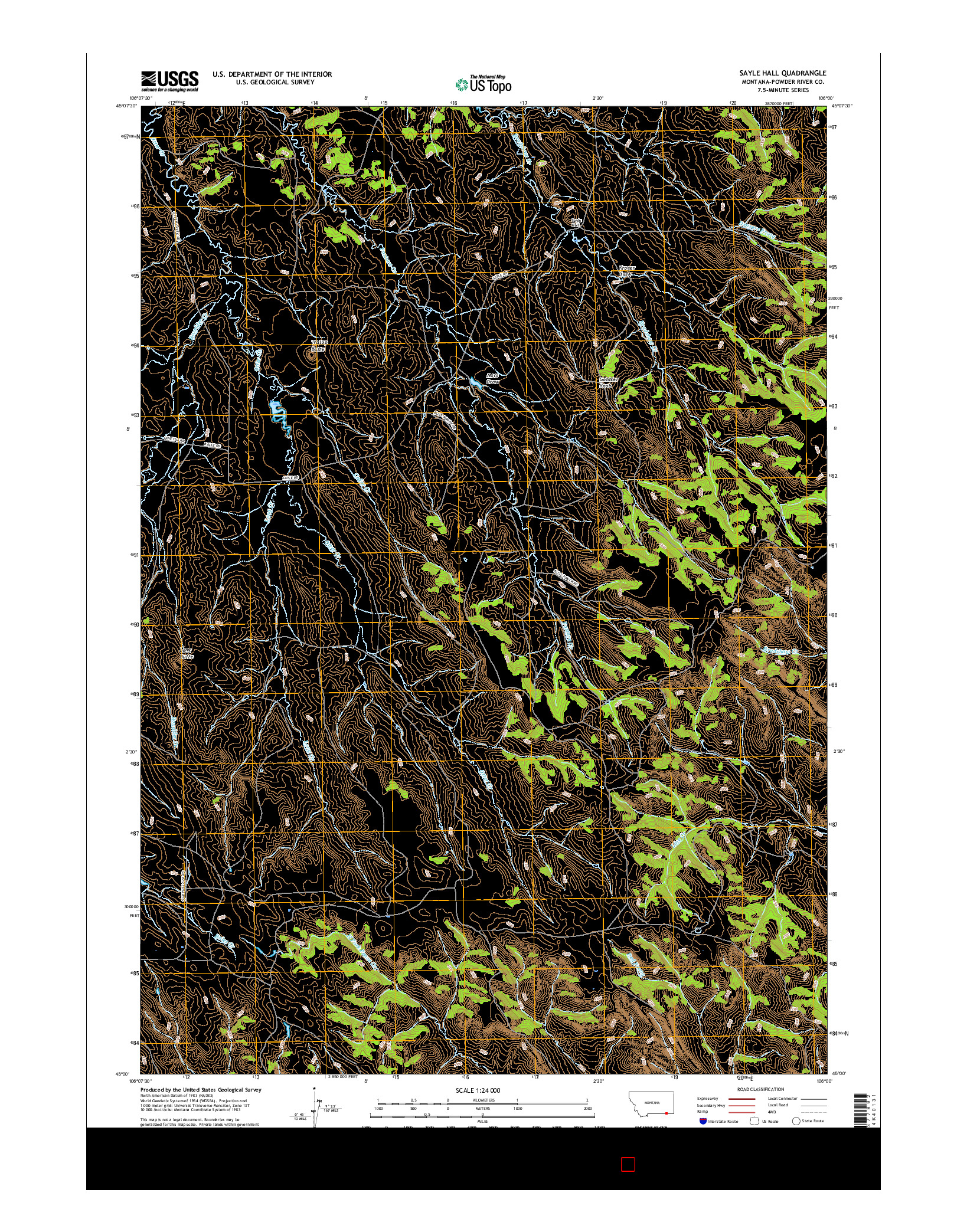 USGS US TOPO 7.5-MINUTE MAP FOR SAYLE HALL, MT 2017