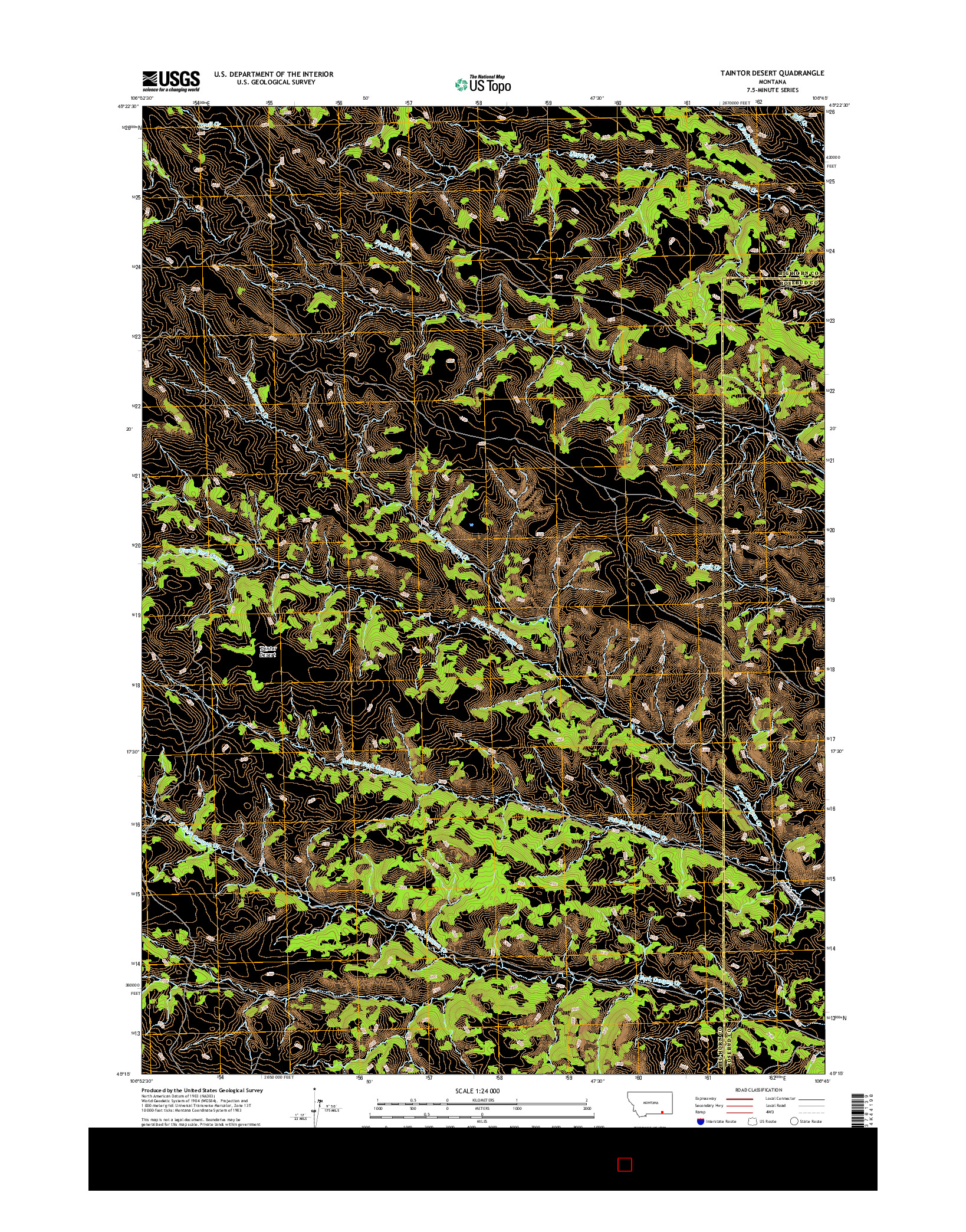 USGS US TOPO 7.5-MINUTE MAP FOR TAINTOR DESERT, MT 2017