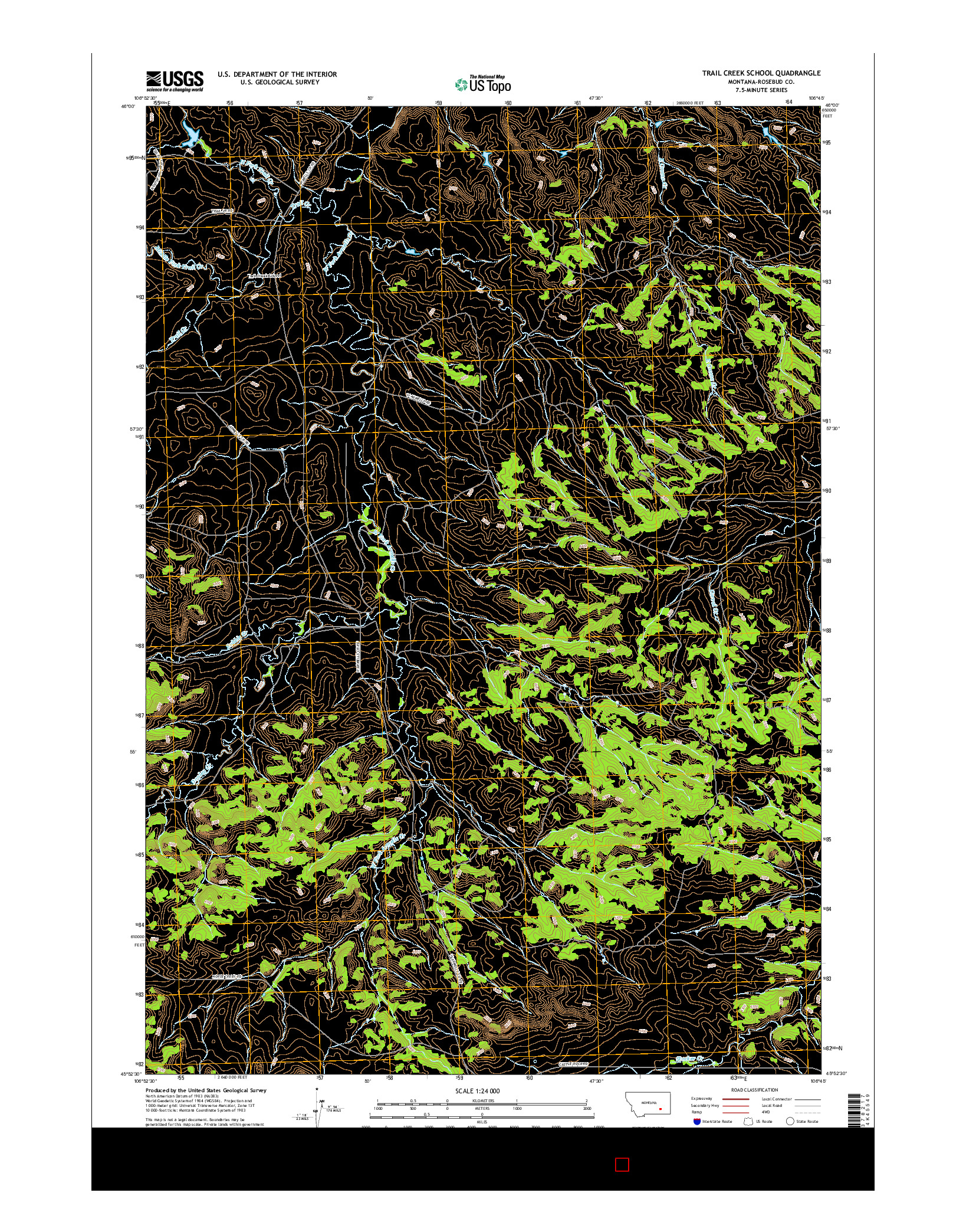 USGS US TOPO 7.5-MINUTE MAP FOR TRAIL CREEK SCHOOL, MT 2017